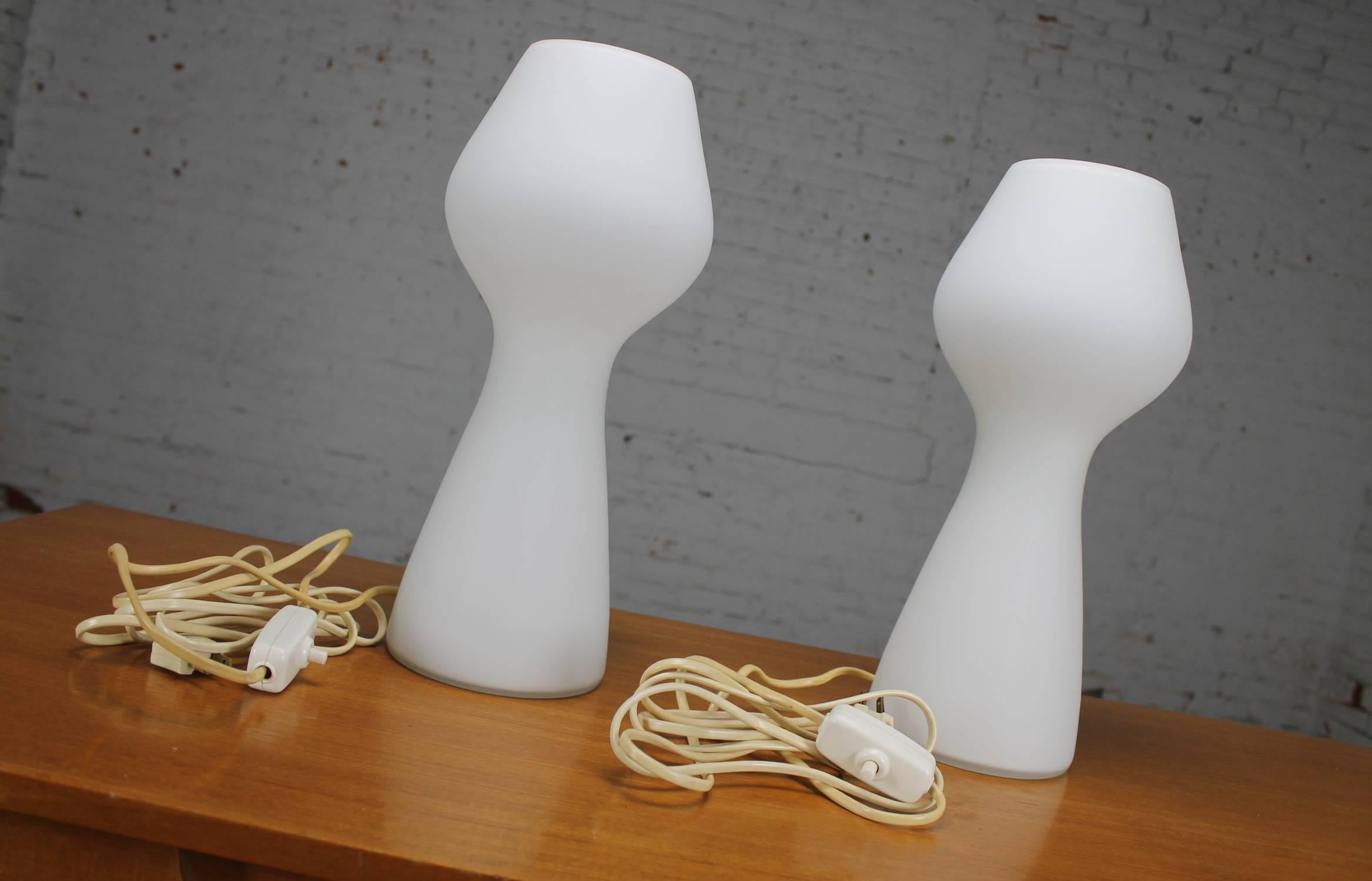 Finnish Opaque Glass Bulbous Mushroom Lamps Style of Lisa Johansson-Pape Orno Stockmann