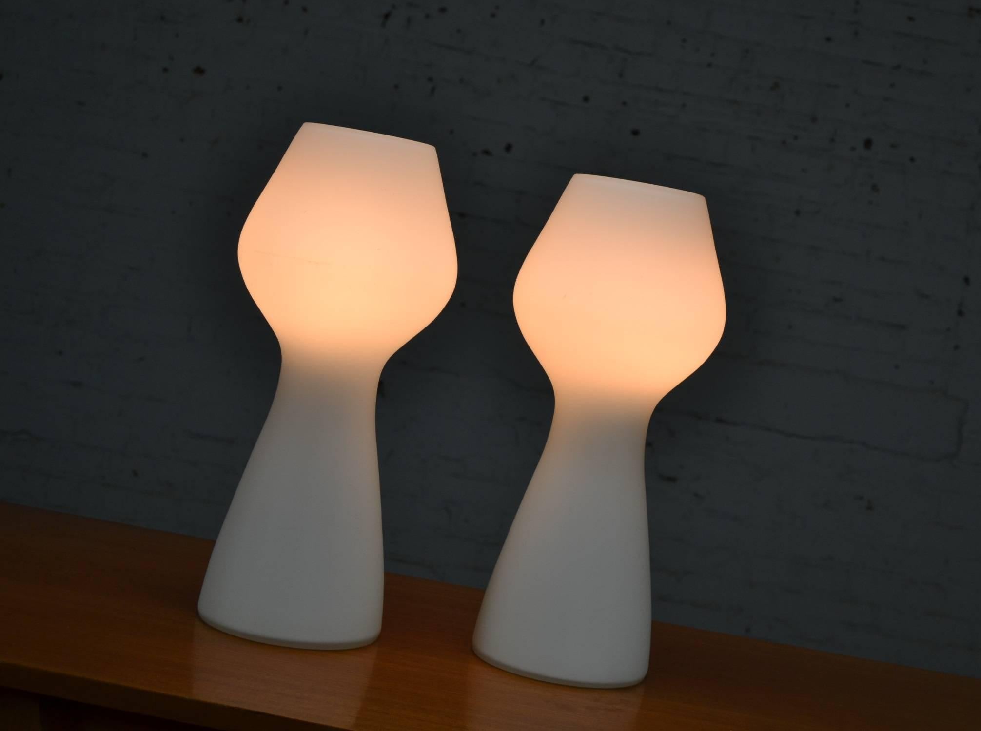 Opaque Glass Bulbous Mushroom Lamps Style of Lisa Johansson-Pape Orno Stockmann 2