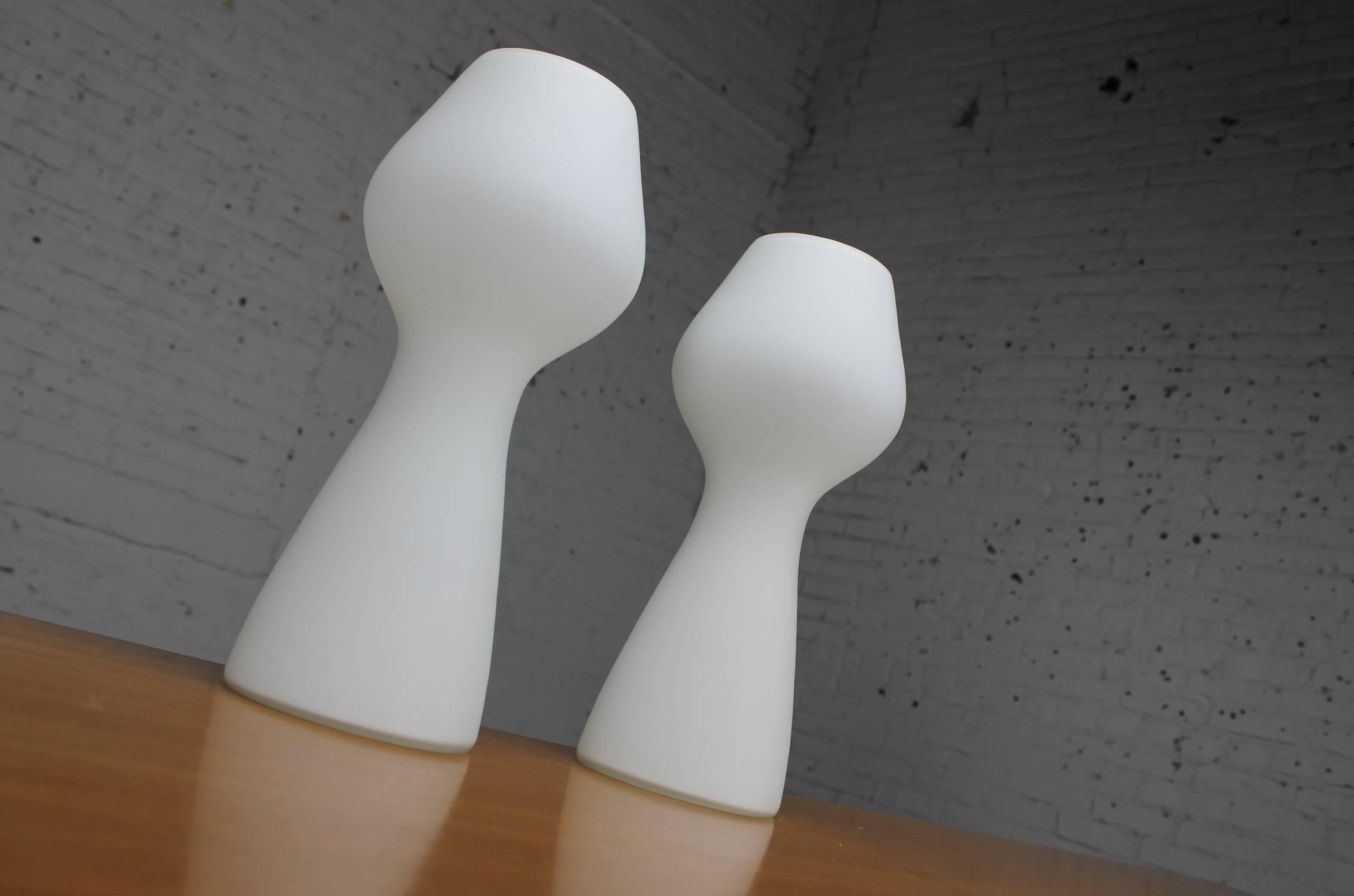 Opaque Glass Bulbous Mushroom Lamps Style of Lisa Johansson-Pape Orno Stockmann 3