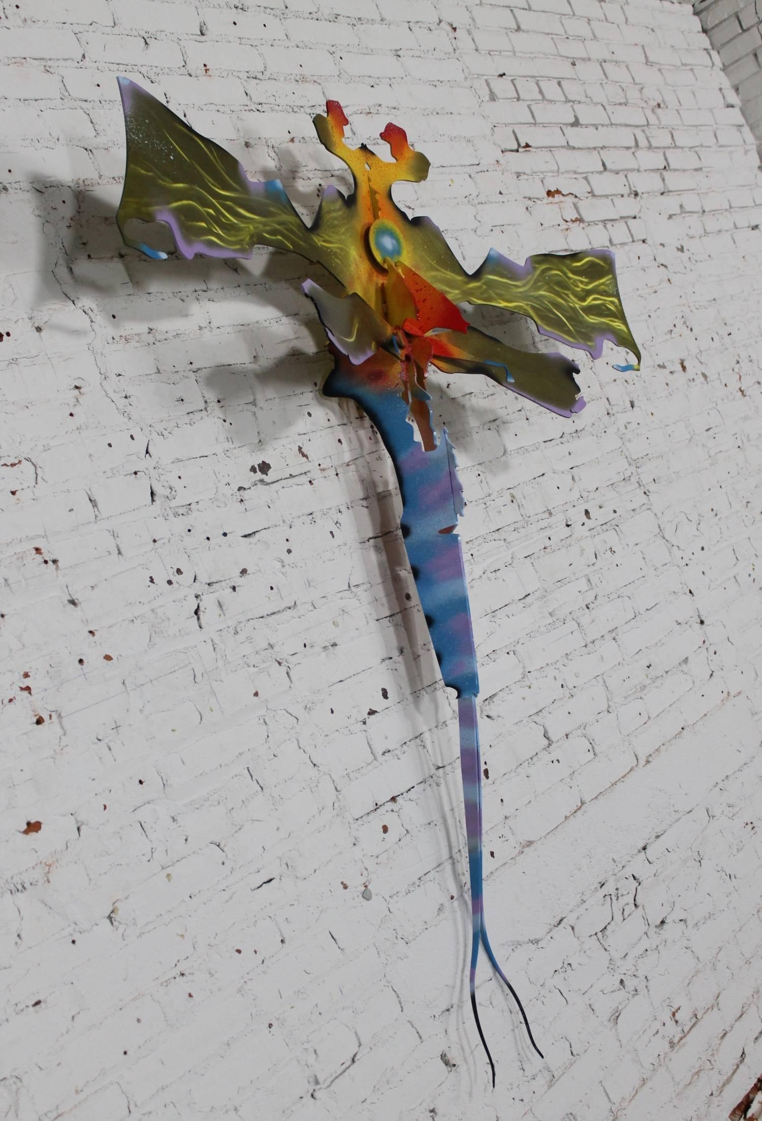 Outsider Art Dragonfly Mayfly Wall Sculpture Garden Sculpture Reclaimed Metal Jason Startup