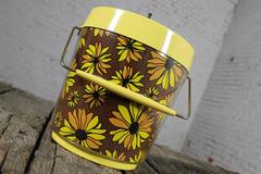 Yellow Daisy Ice Bucket by West Bend Thermo Serv Vintage, Mid-Century Modern