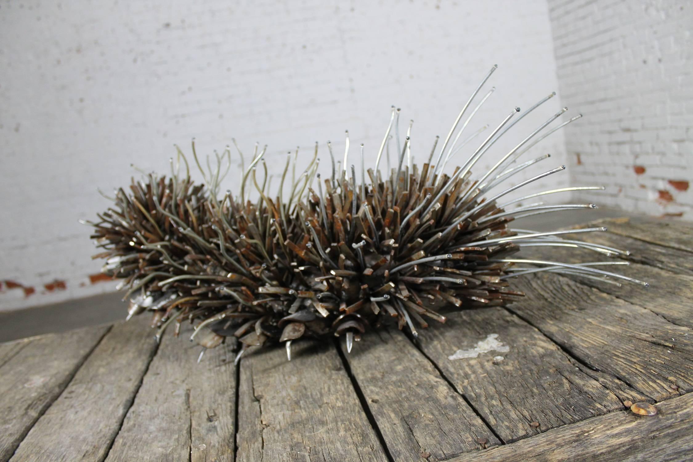 Modern Caterpillar Sculpture or Garden Art of Reclaimed Metal by Jason Startup