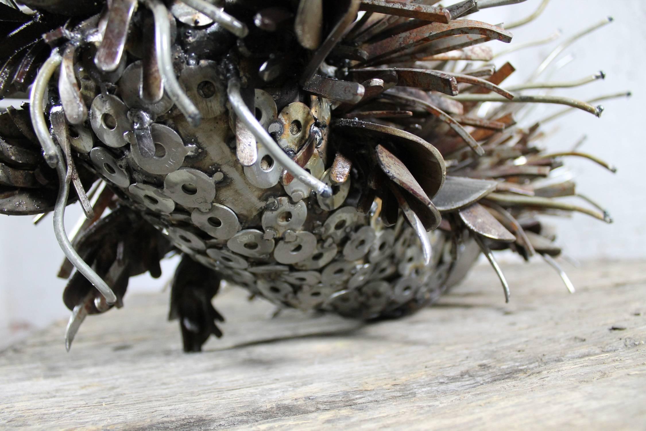 Welded Caterpillar Sculpture or Garden Art of Reclaimed Metal by Jason Startup