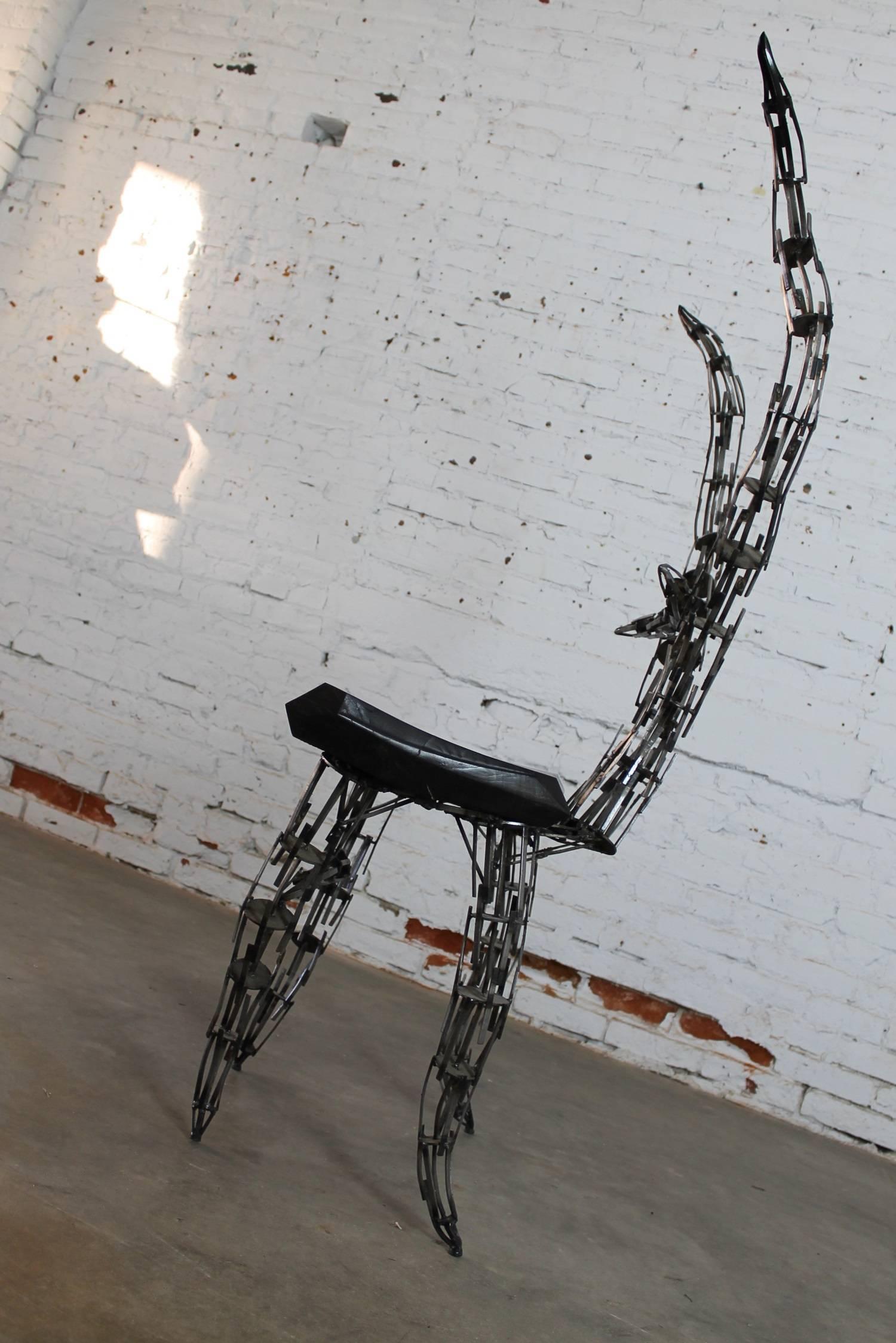 American Sculptural Borgantula Reclaimed Metal and Wood Horn Chair by Jason Startup