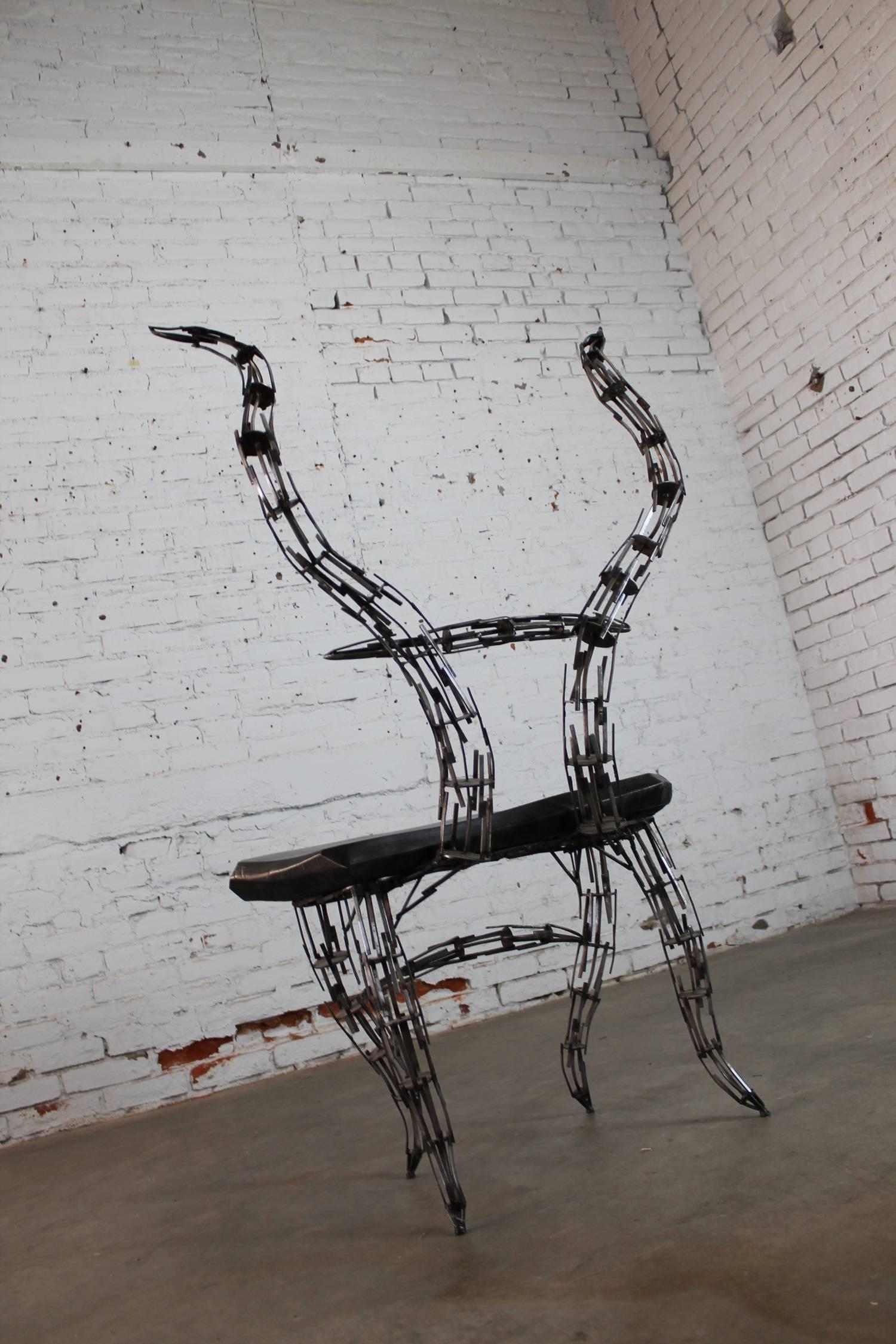 Dyed Sculptural Borgantula Reclaimed Metal and Wood Horn Chair by Jason Startup