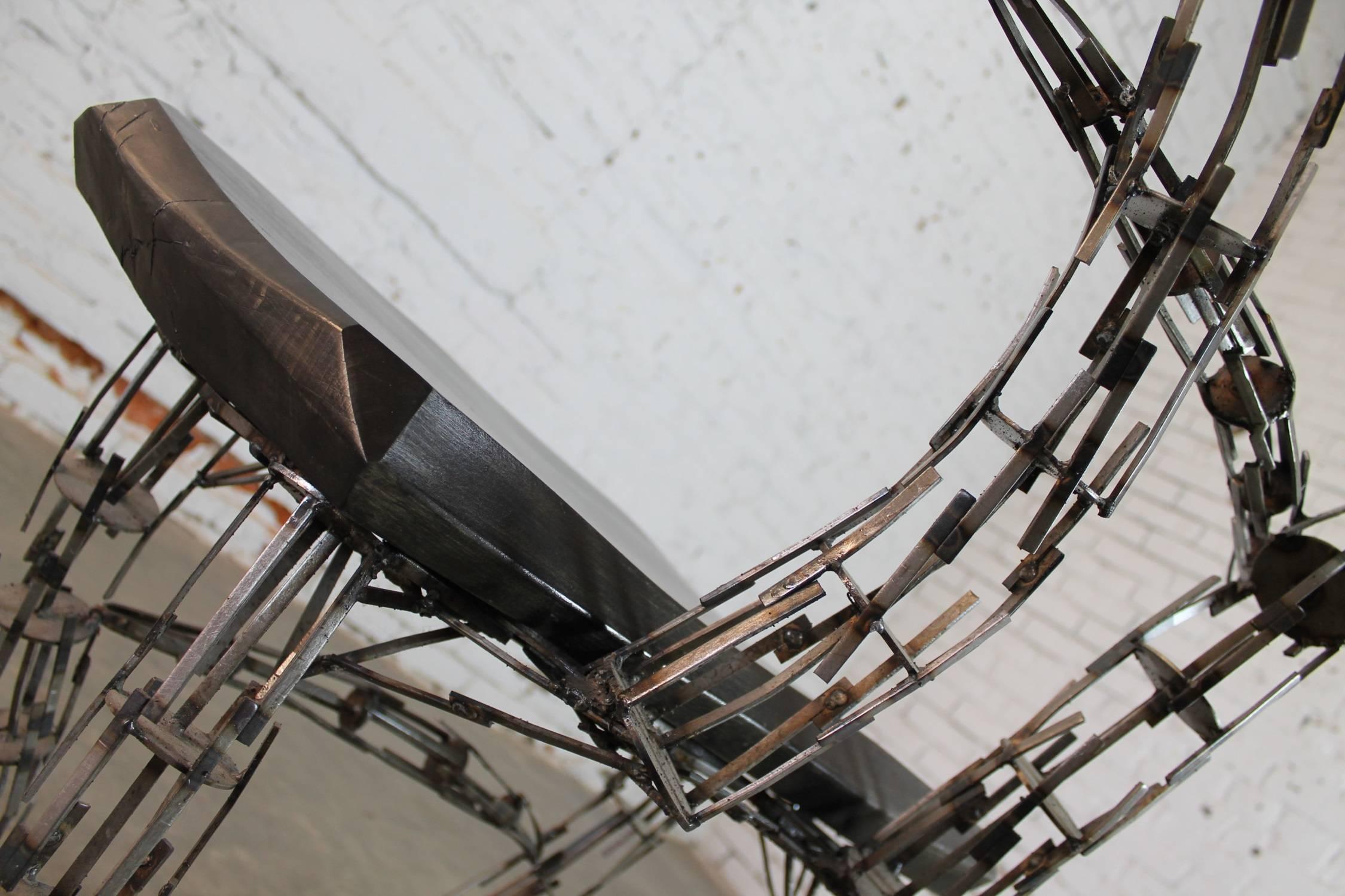 Sculptural Borgantula Reclaimed Metal and Wood Horn Chair by Jason Startup 2