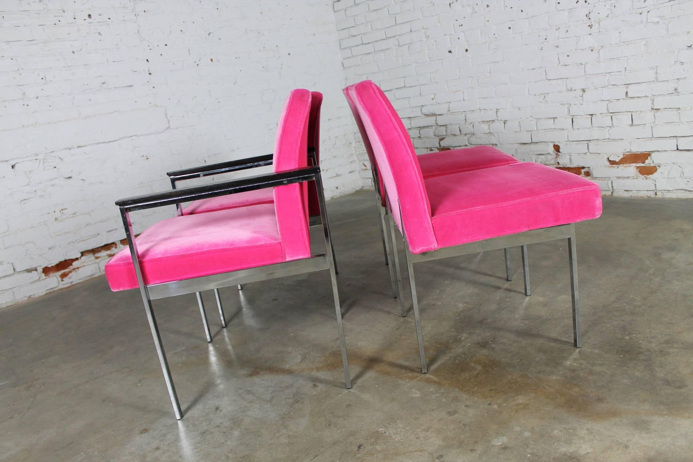 Hot Pink and Chrome Dining Chairs American of Martinsville, Mid-Century Modern In Good Condition In Topeka, KS
