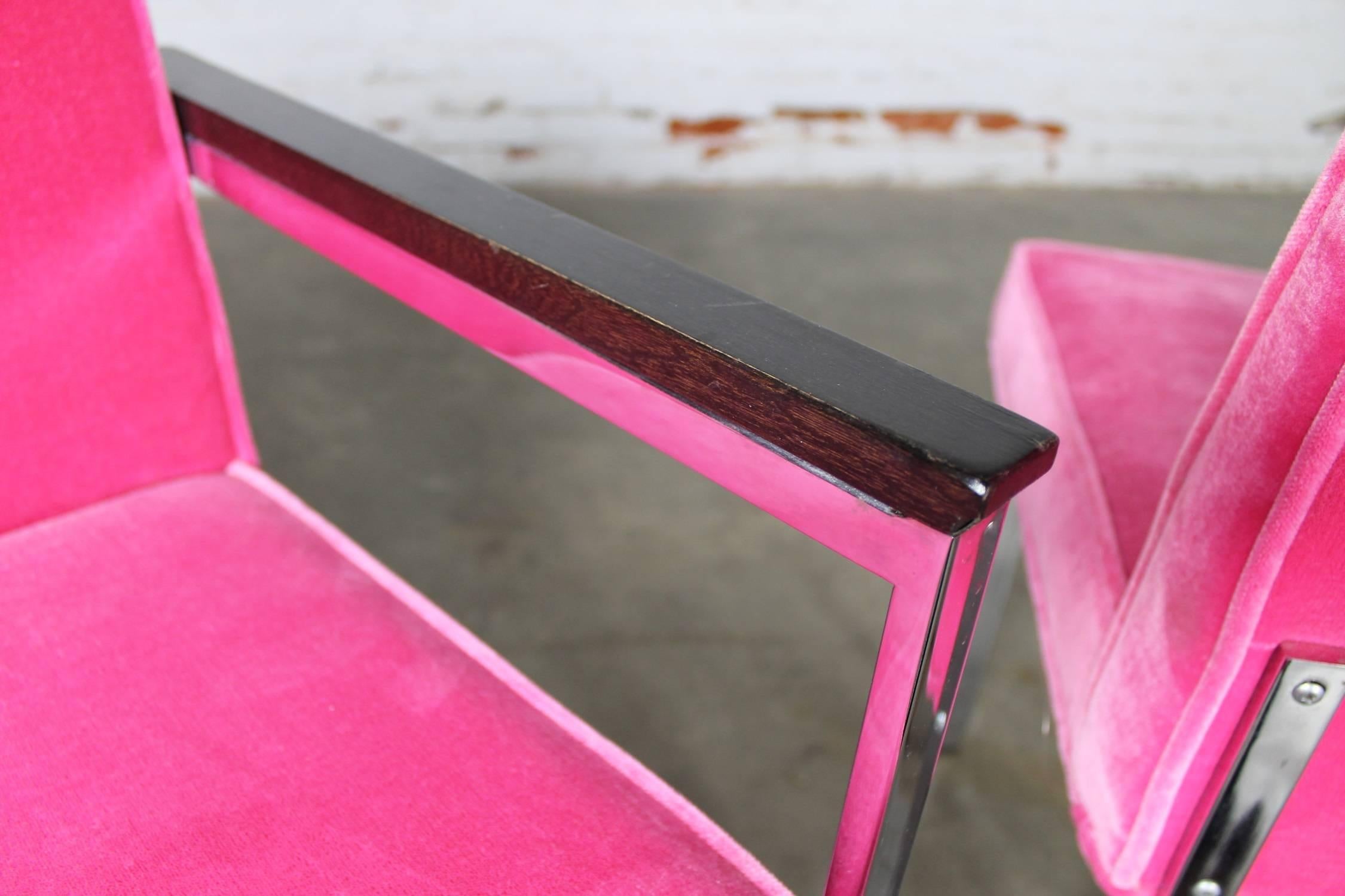 20th Century Hot Pink and Chrome Dining Chairs American of Martinsville, Mid-Century Modern