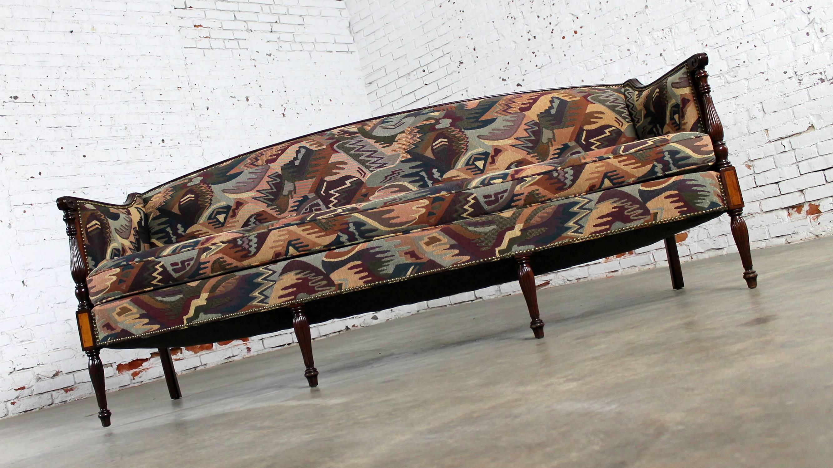 20th Century Vintage Classical American Federal Carved Sheraton Style Settee Sofa