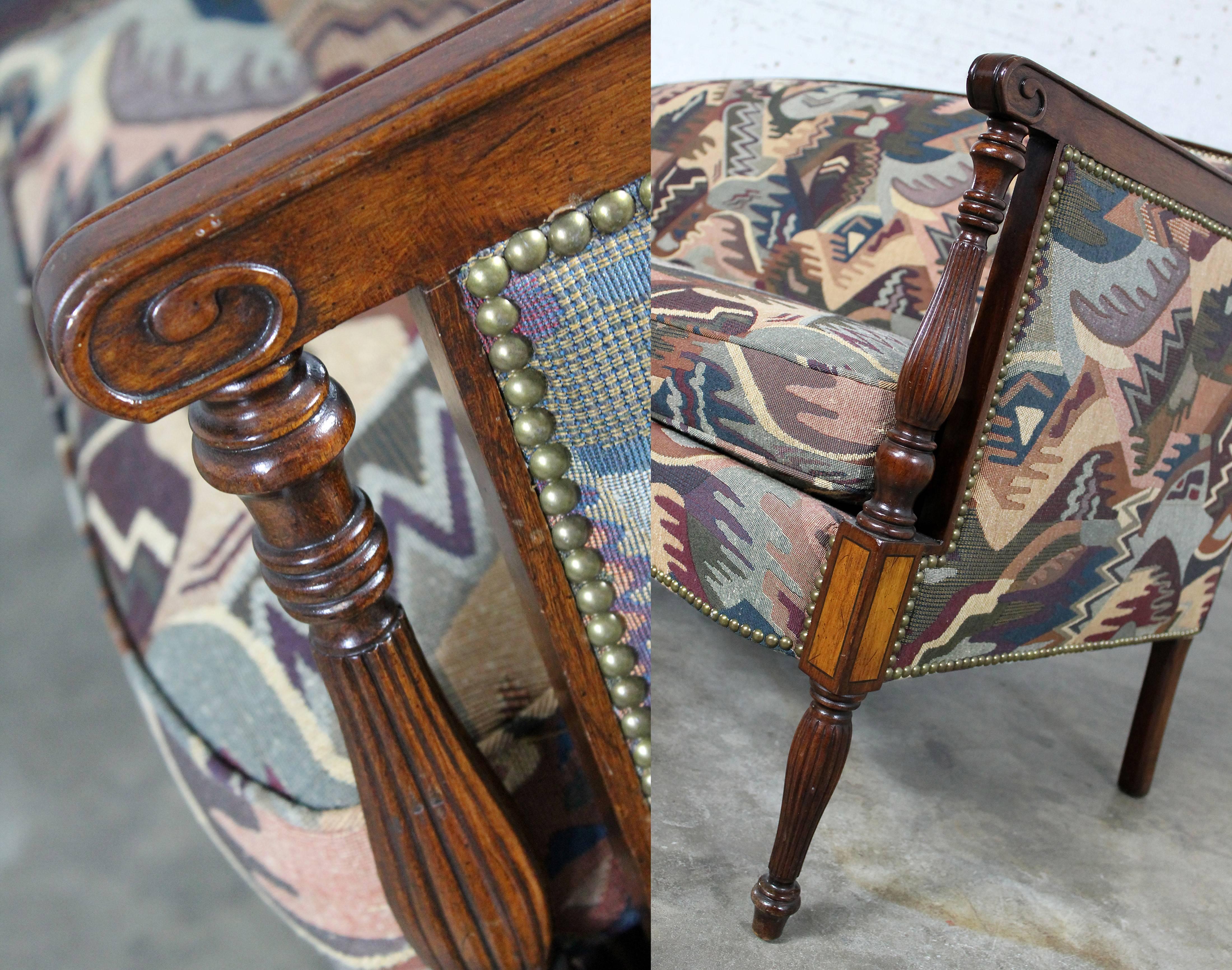 Vintage Classical American Federal Carved Sheraton Style Settee Sofa 2
