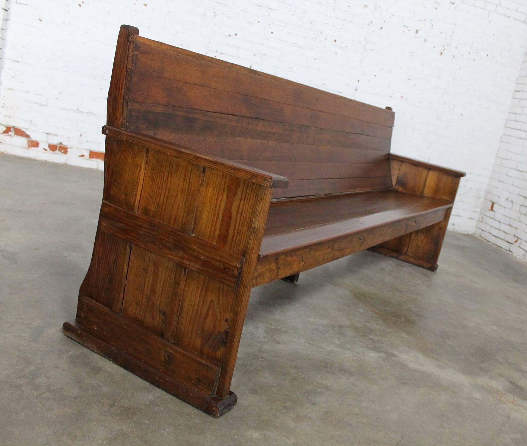 Antique Rustic Pine Bench Pew, circa 19th Century 2