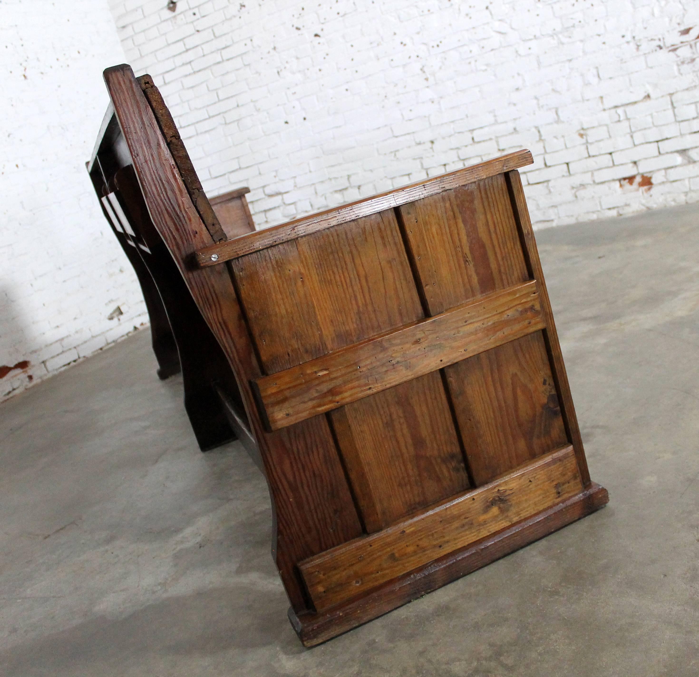 Antique Rustic Pine Bench Pew, circa 19th Century 3