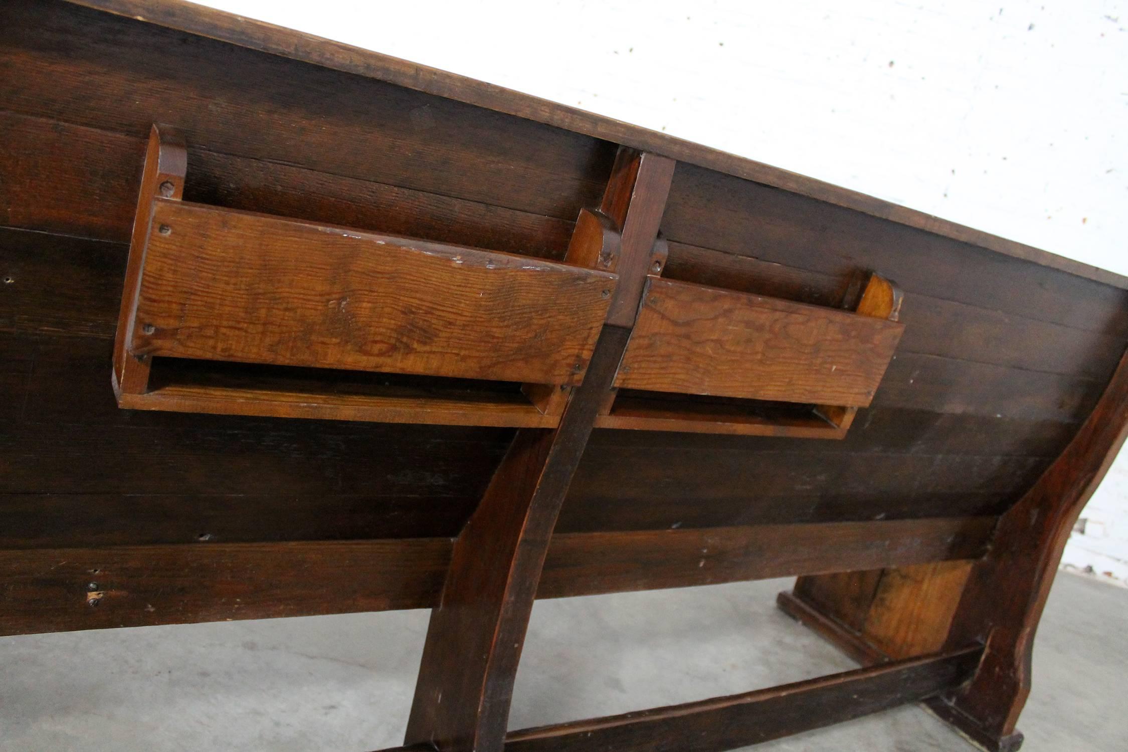 20th Century Antique Rustic Pine Bench Pew, circa 19th Century