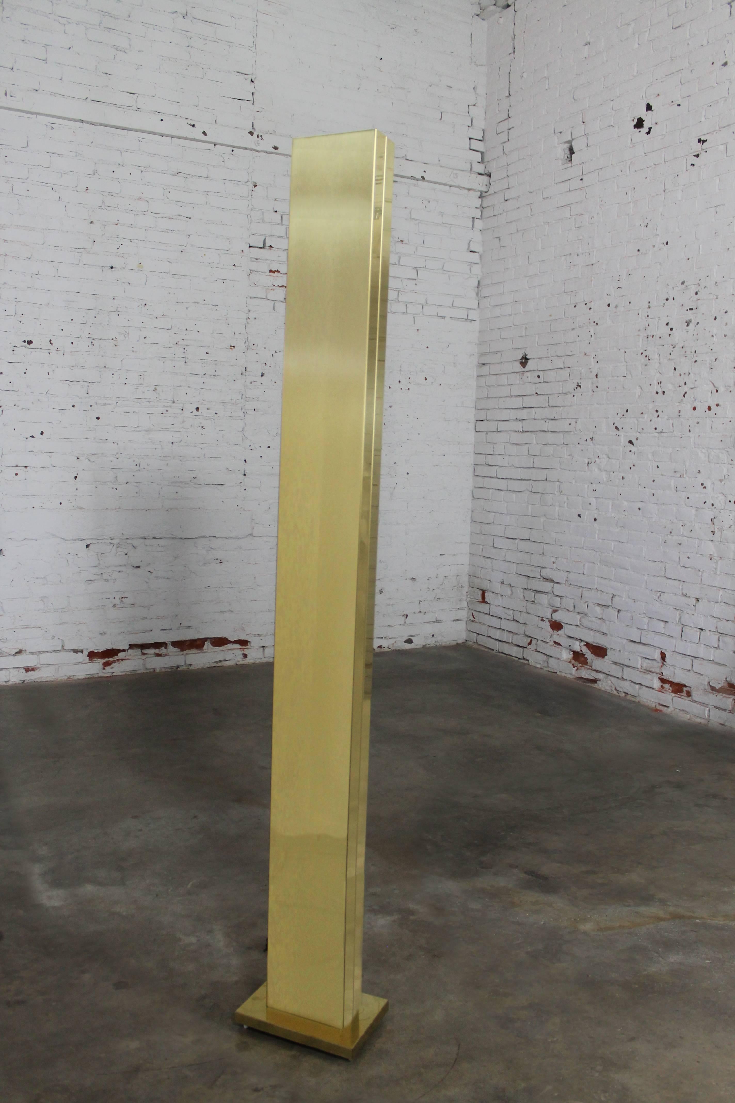 Vintage Brass Plated Monolith Skyscraper Torchiere Floor Lamp Casella Lighting In Good Condition In Topeka, KS