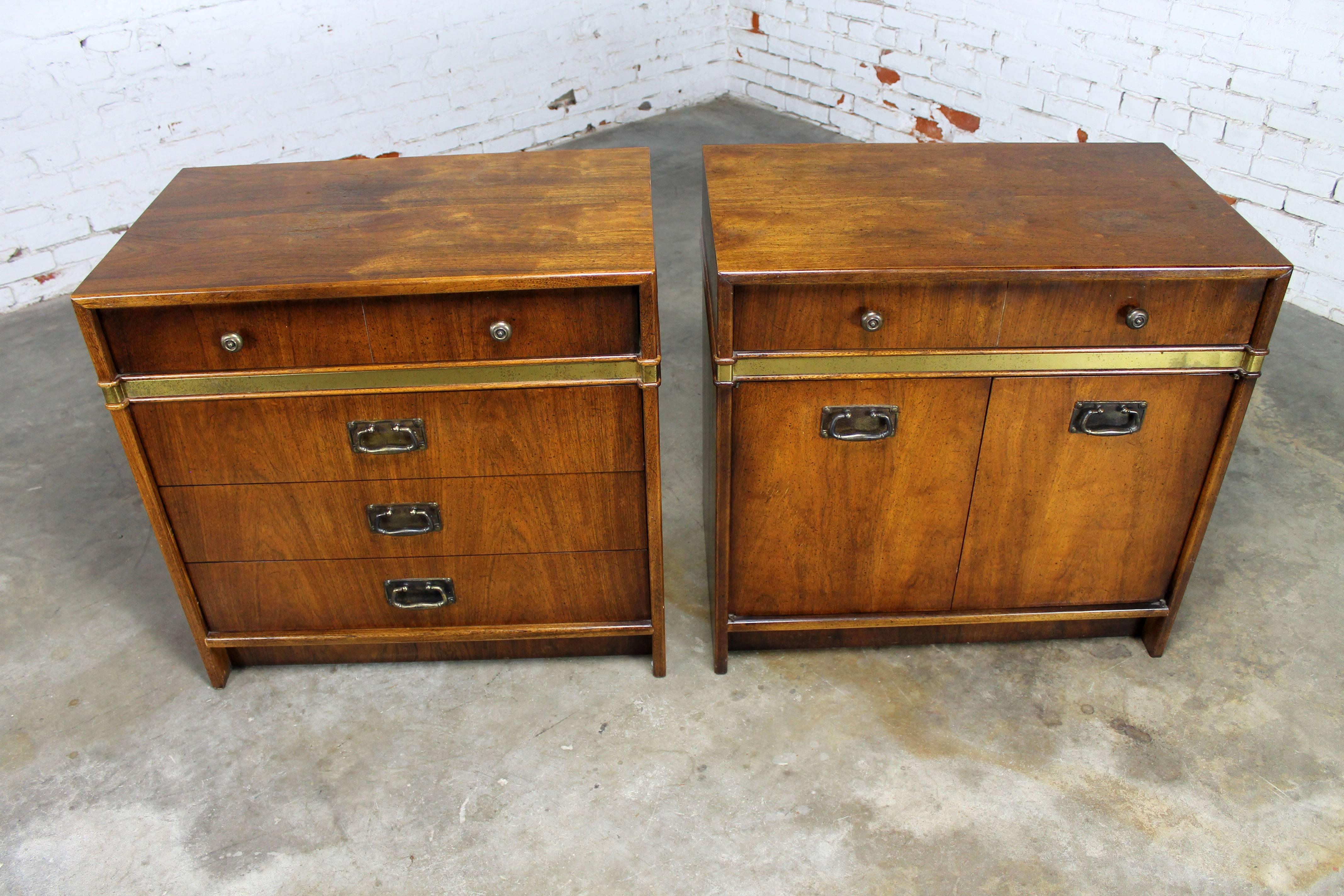 20th Century Hickory Manufacturing Co Pair of Campaign Style Chests a Vintage