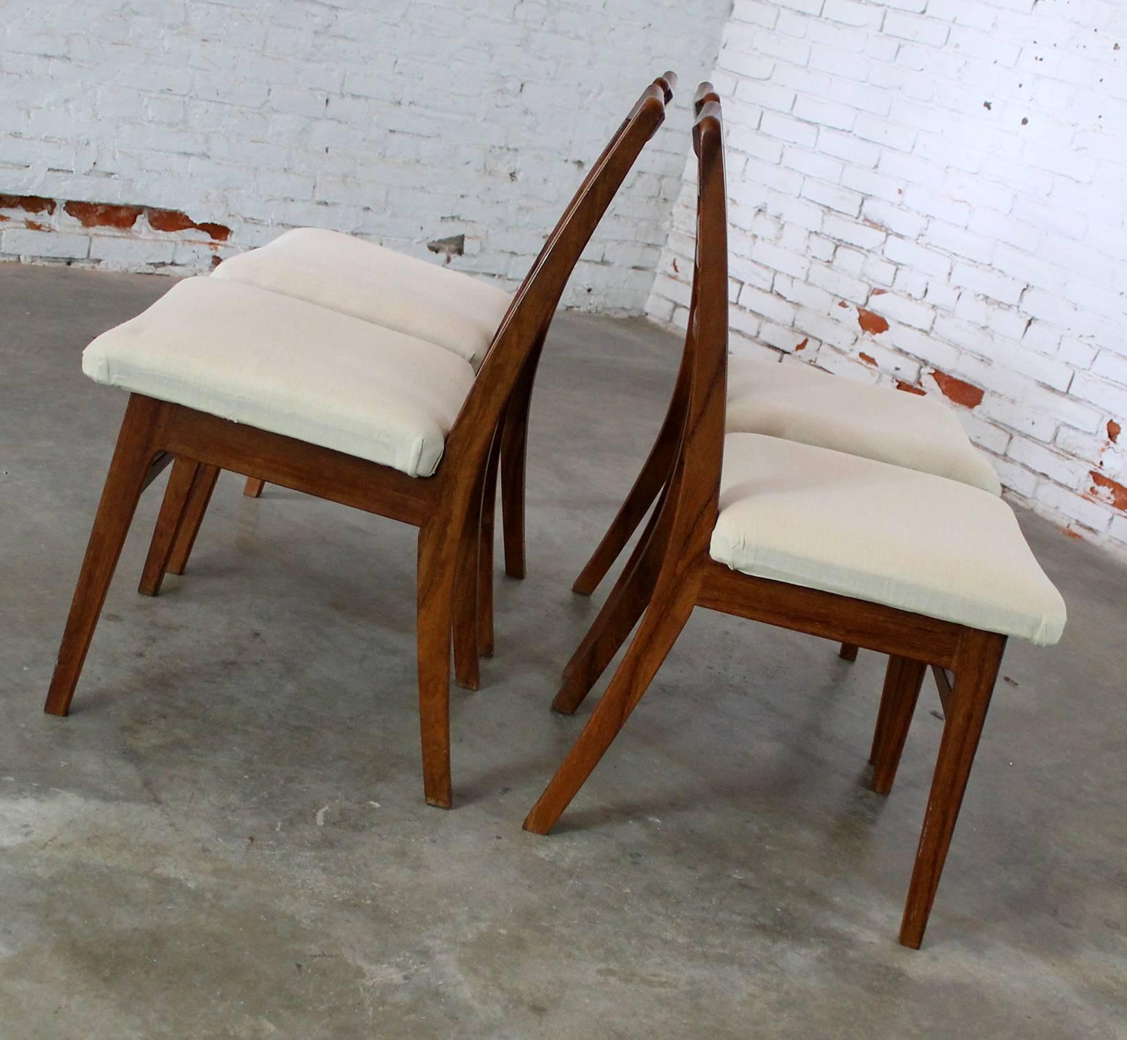 Scandinavian Modern Rosewood Ladderback Dining Chairs Vintage Mid-Century Modern Set of Four