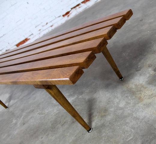 Yugoslavian Slatted Bench Coffee Table Vintage Mid Century Modern