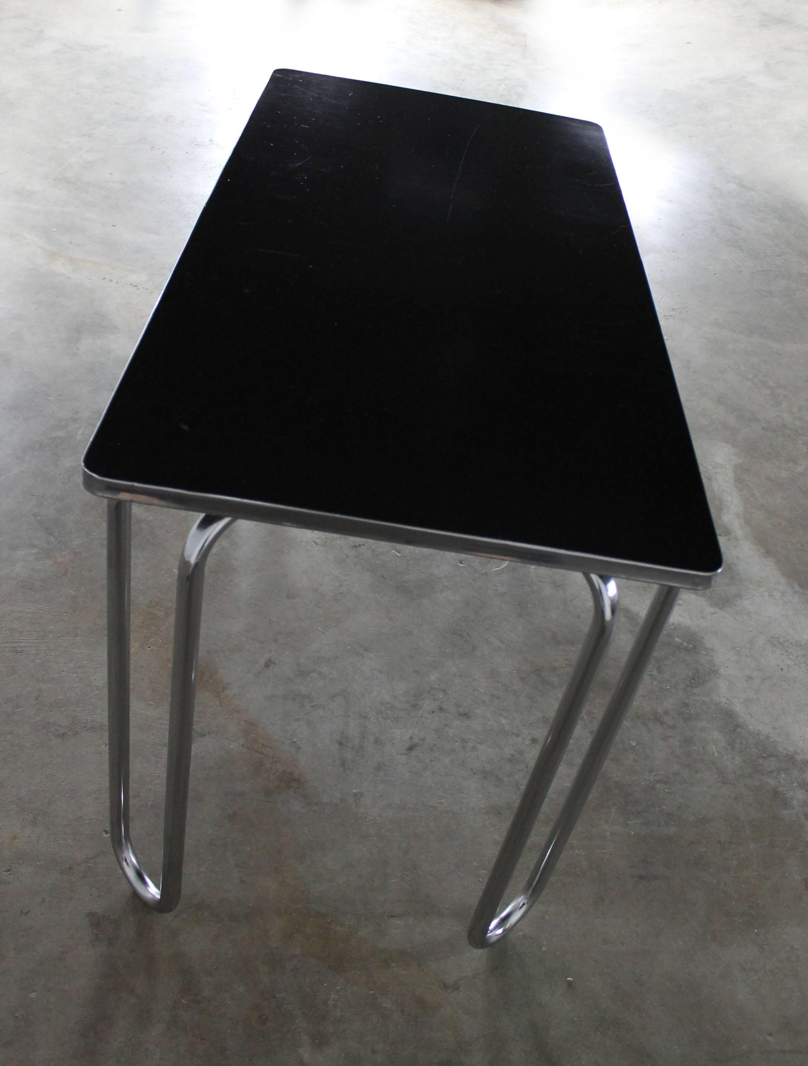 Art Deco Streamline Machine Age Chrome and Black Sofa Entry or Dinette Table 5
