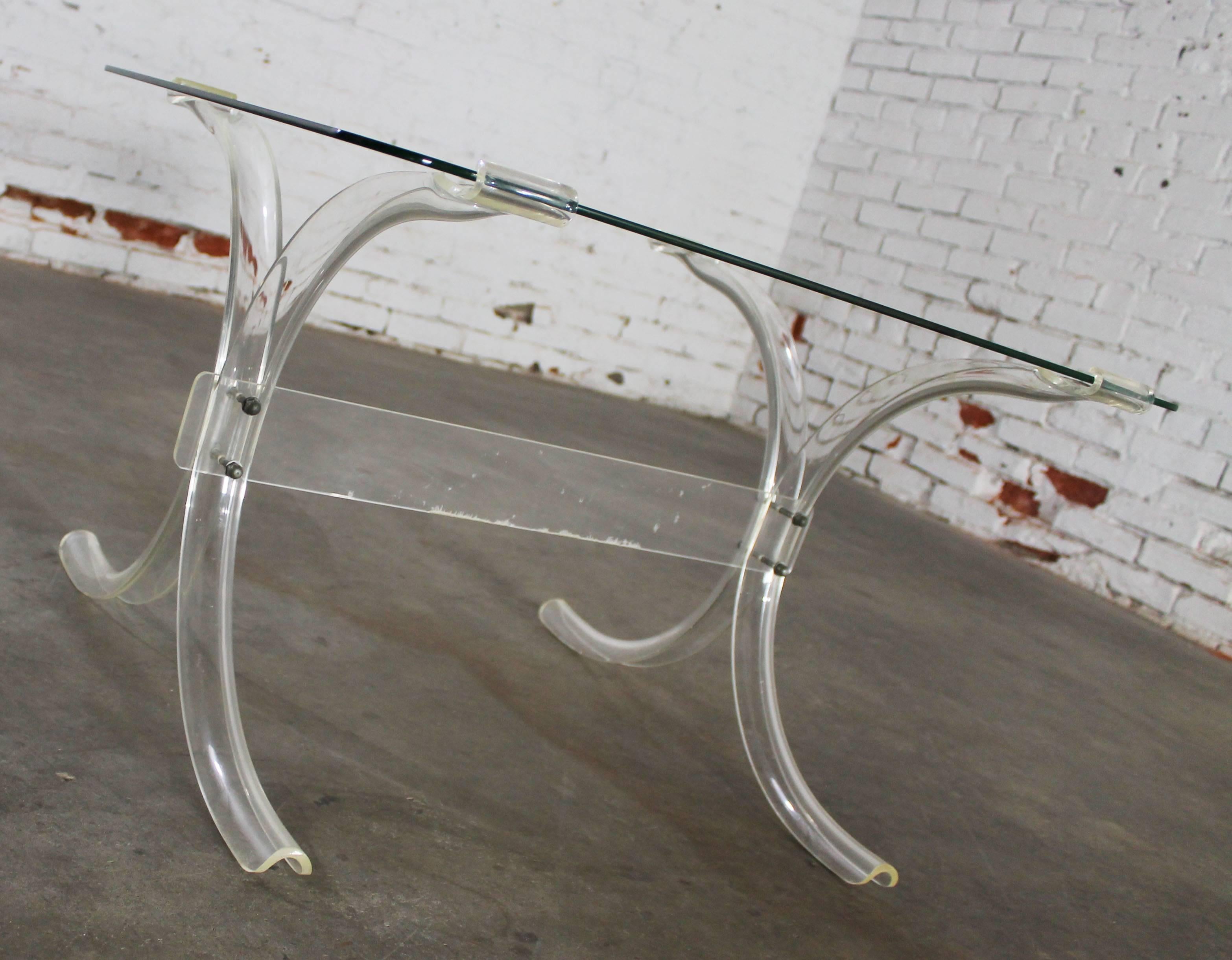 Art Deco Hollywood Regency Lucite and Glass Side Table 2