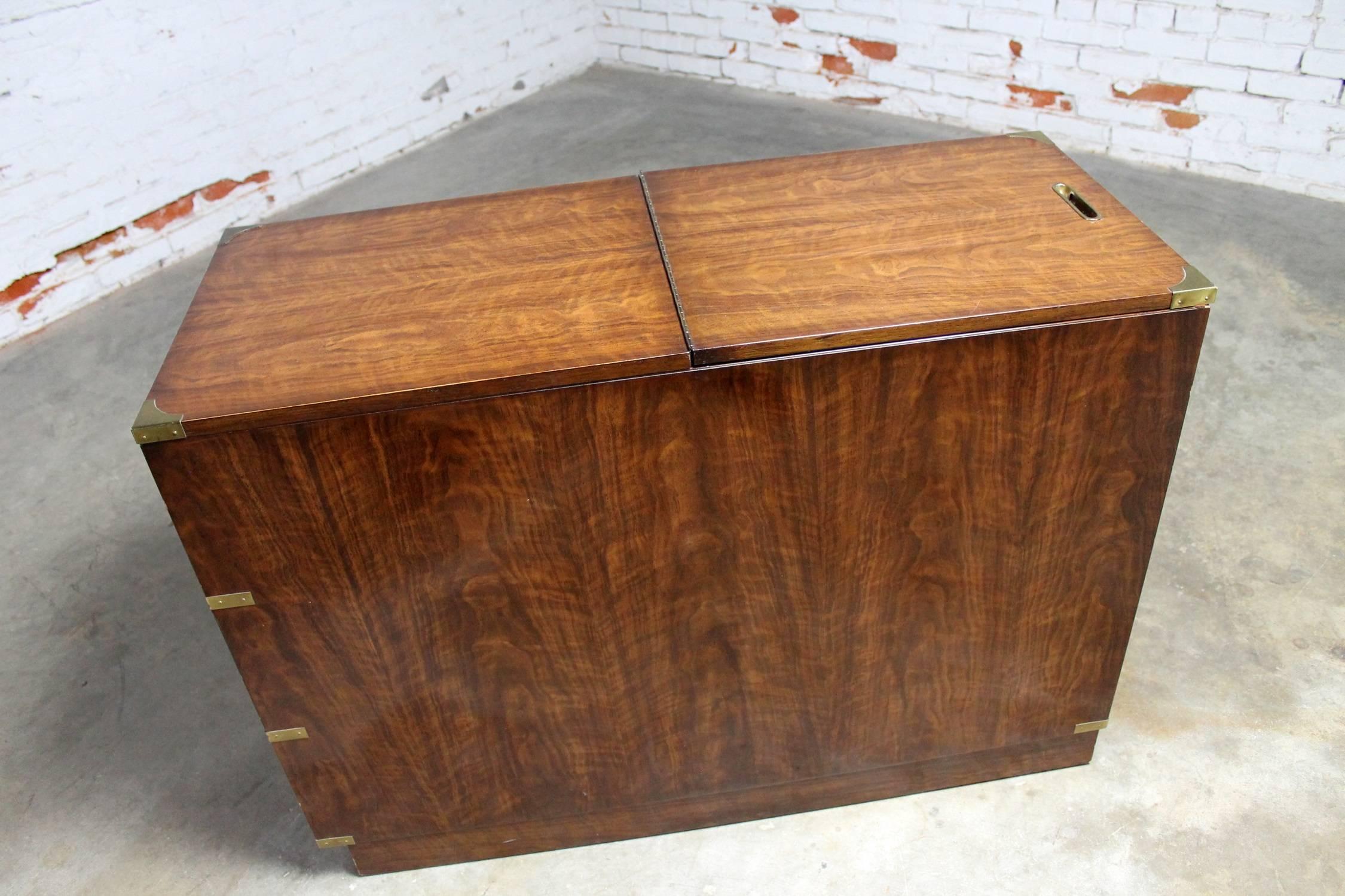20th Century Campaign Style Chest Type Drexel Dry Bar Vintage, Mid-Century