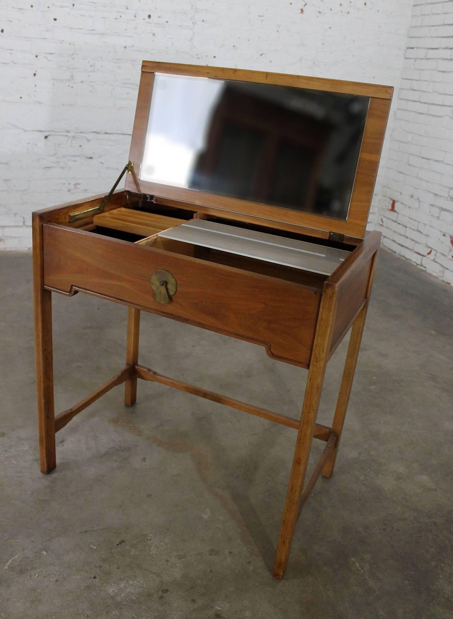 Compass by Drexel Campaign Style Lift Top Make-Up Vanity Vintage, Mid-Century 1