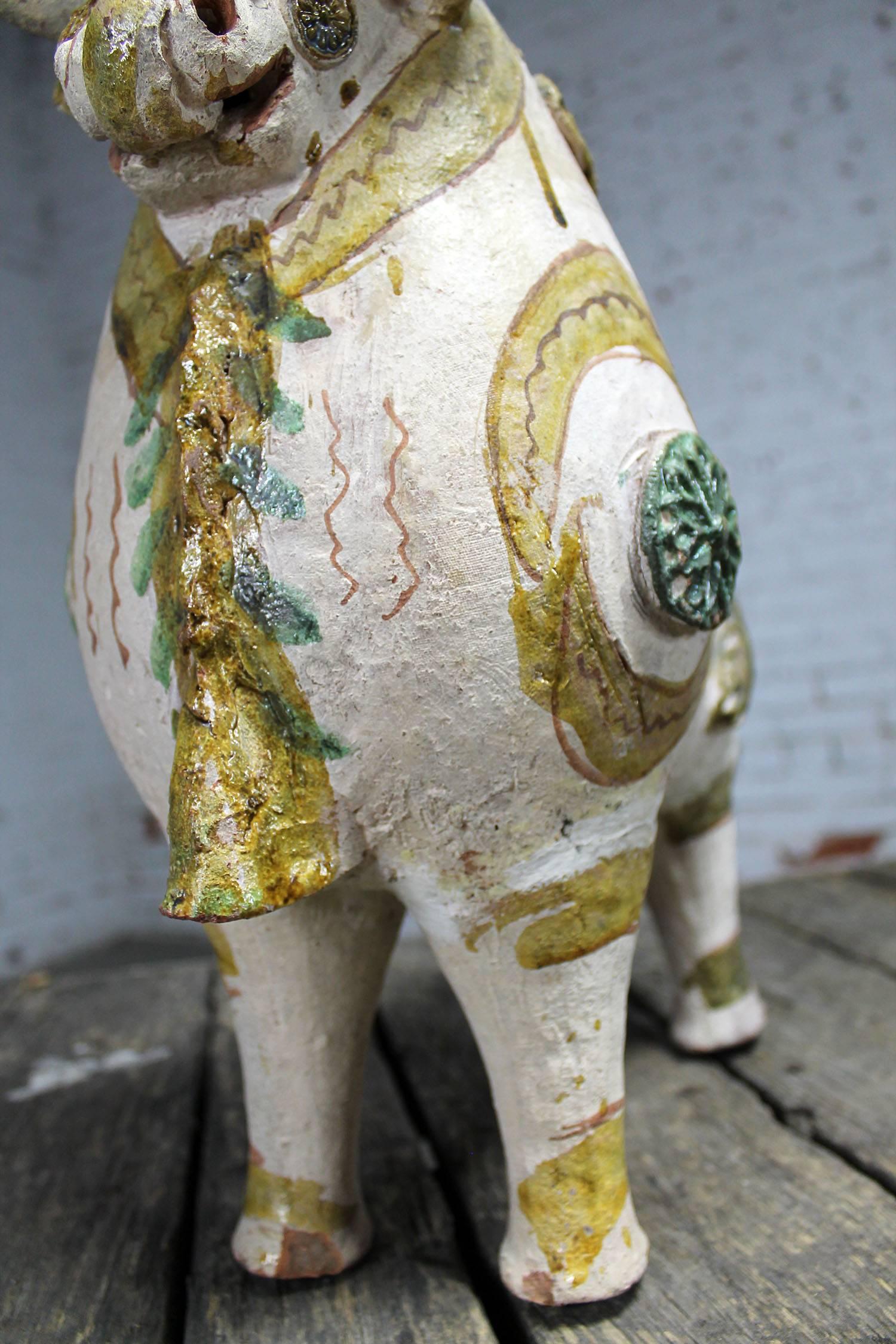 Folk Art Torito de Pucara Antique Pottery Peruvian Bull Vessel