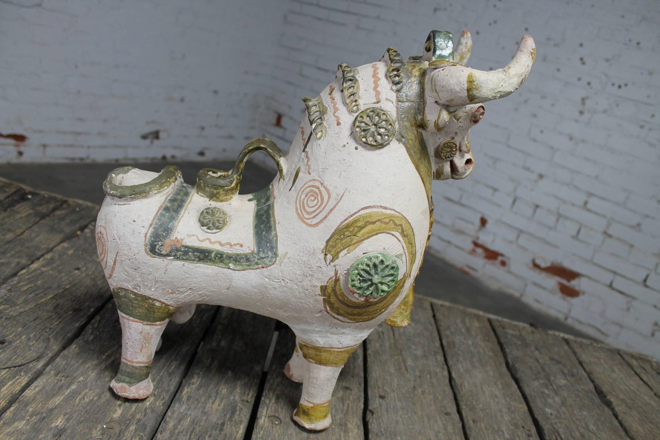 Torito de Pucara Antique Pottery Peruvian Bull Vessel 1