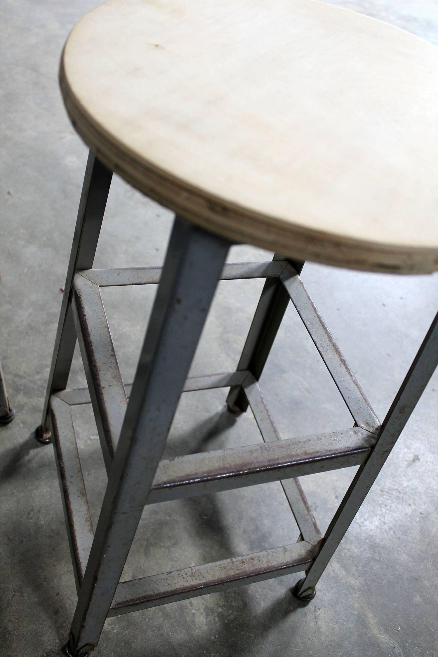 Industrial Counter Height Stools Vintage Patinated Steel 2