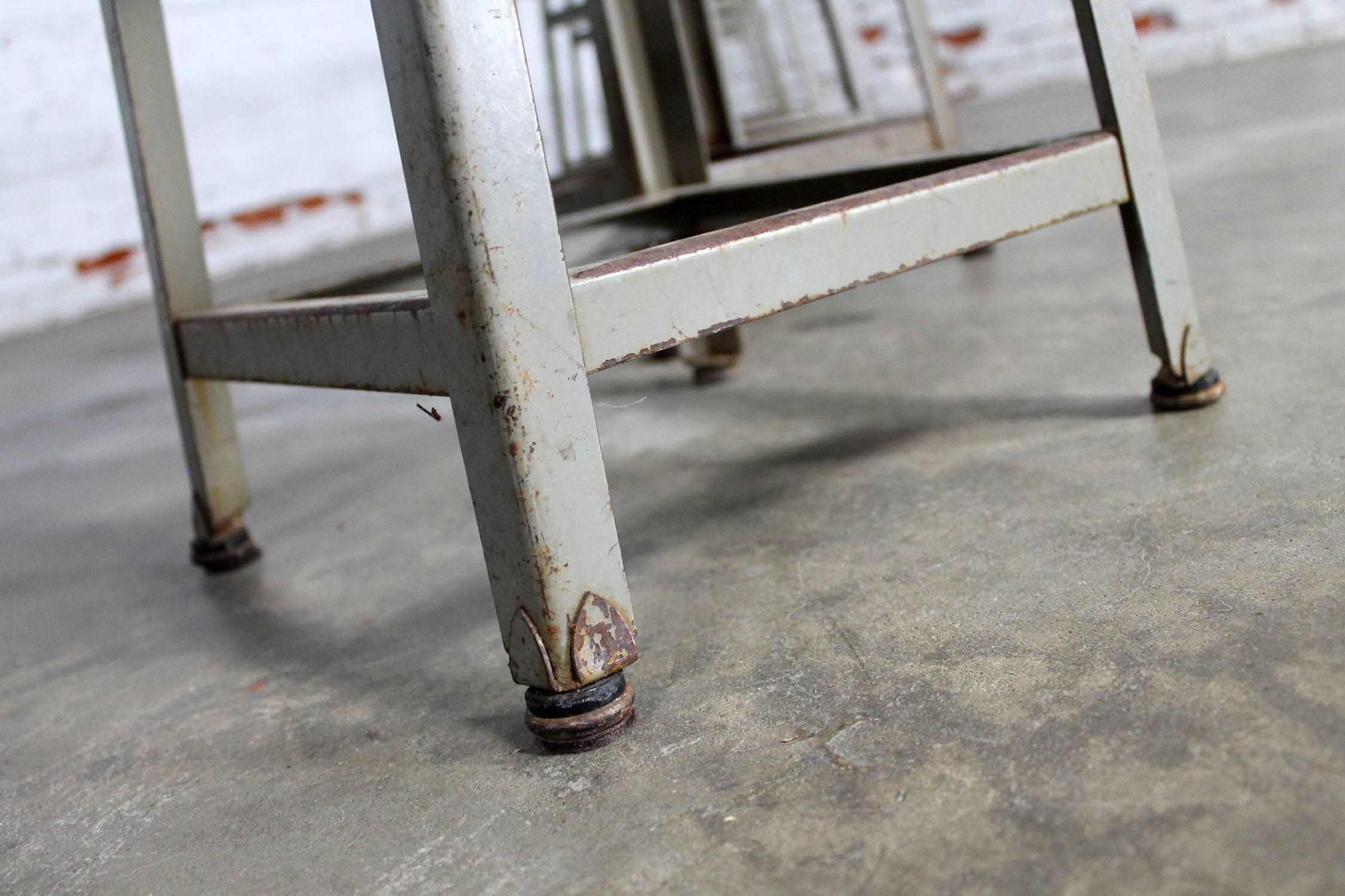 Industrial Counter Height Stools Vintage Patinated Steel 3