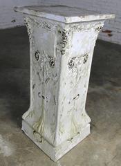 Antique Ornate Plaster Pedestal from Old Church