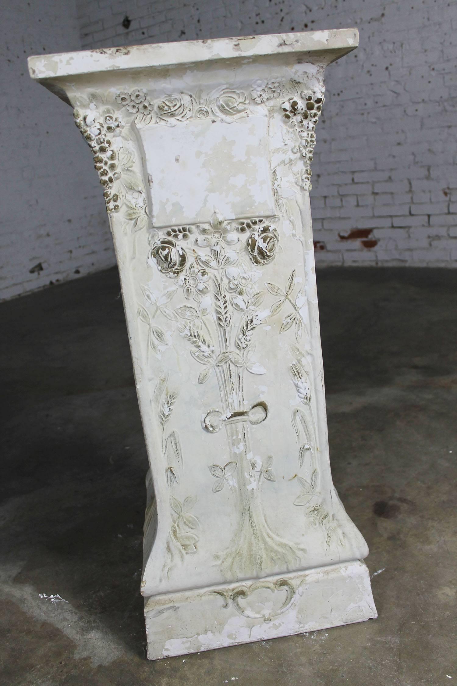 American Antique Ornate Plaster Pedestal from Old Church