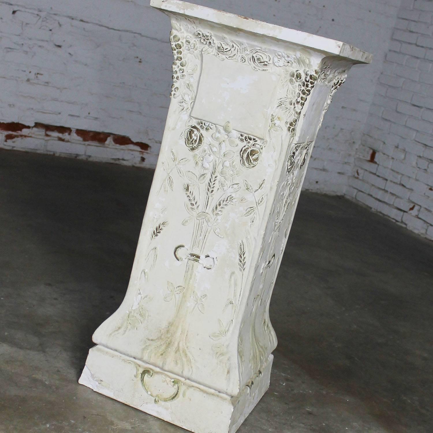 Antique Ornate Plaster Pedestal from Old Church 3