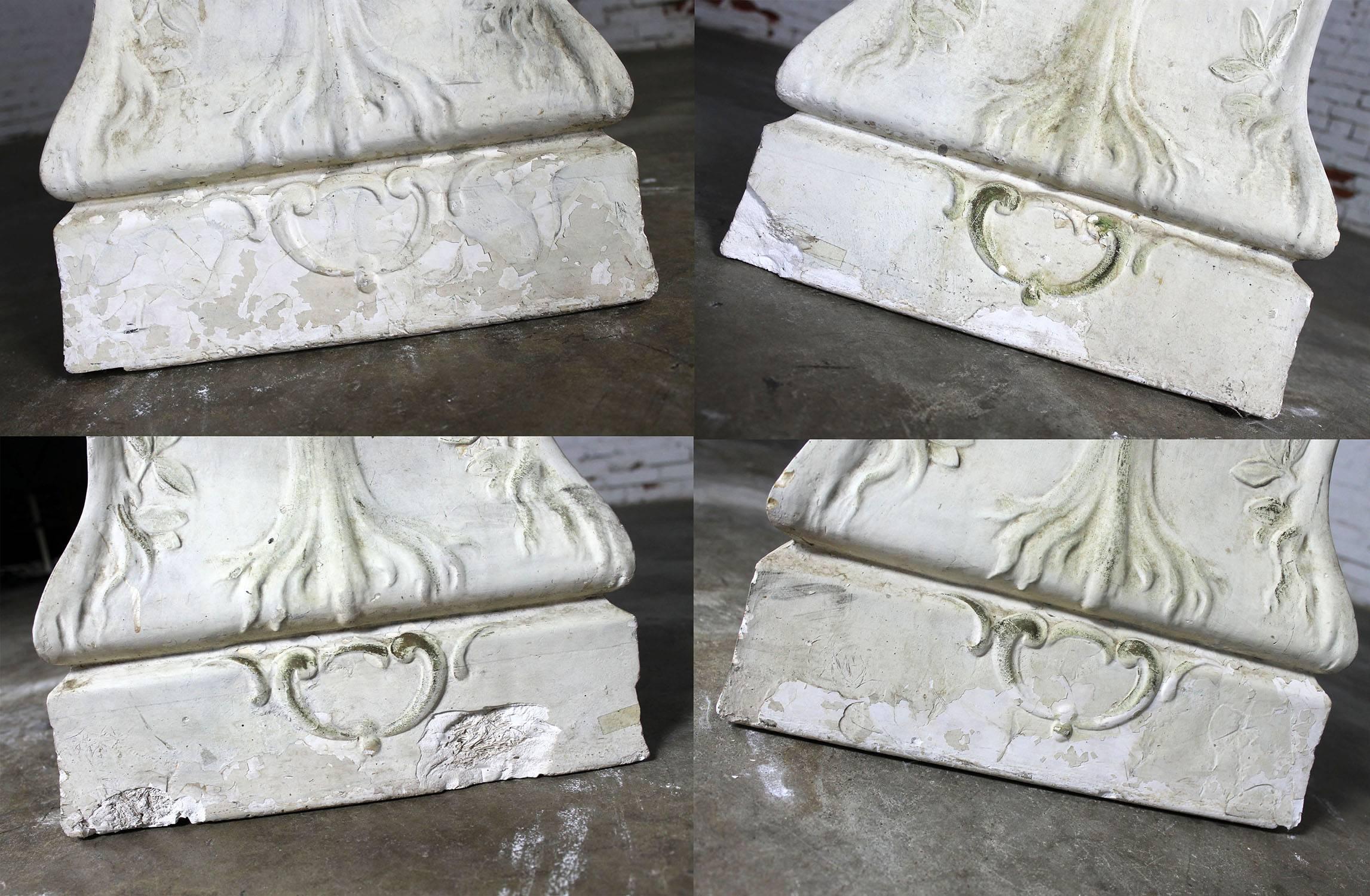 Antique Ornate Plaster Pedestal from Old Church 1