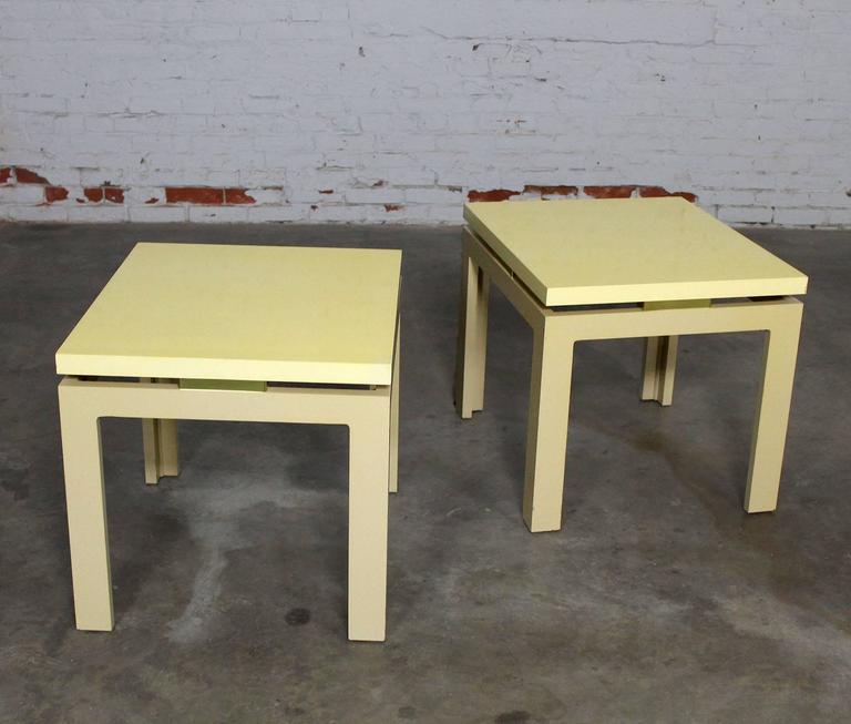 Pair of Modern, circa 1970s OffWhite Lacquered Parsons Side Tables at 1stDibs