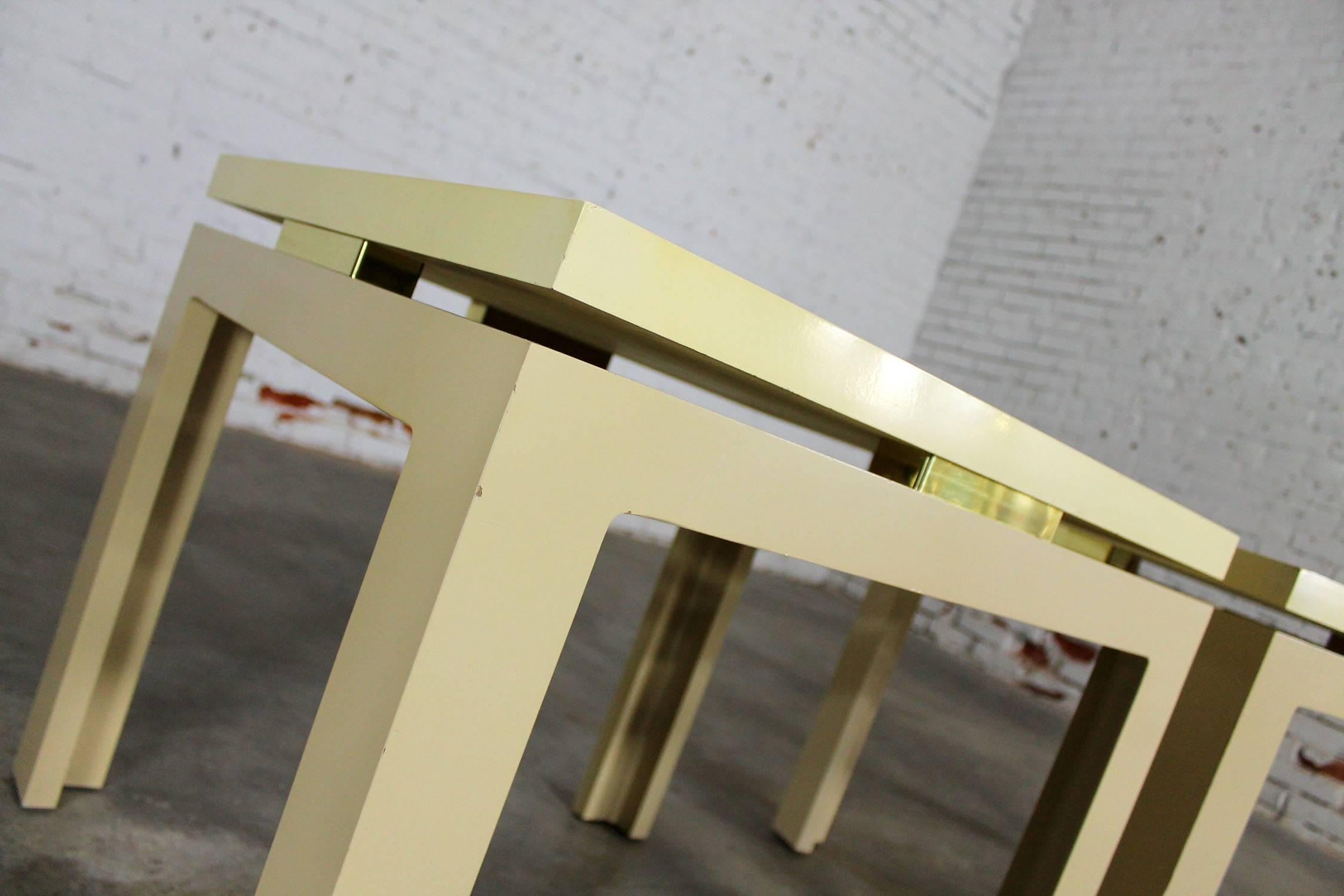 20th Century Pair of Modern, circa 1970s Off-White Lacquered Parsons Side Tables