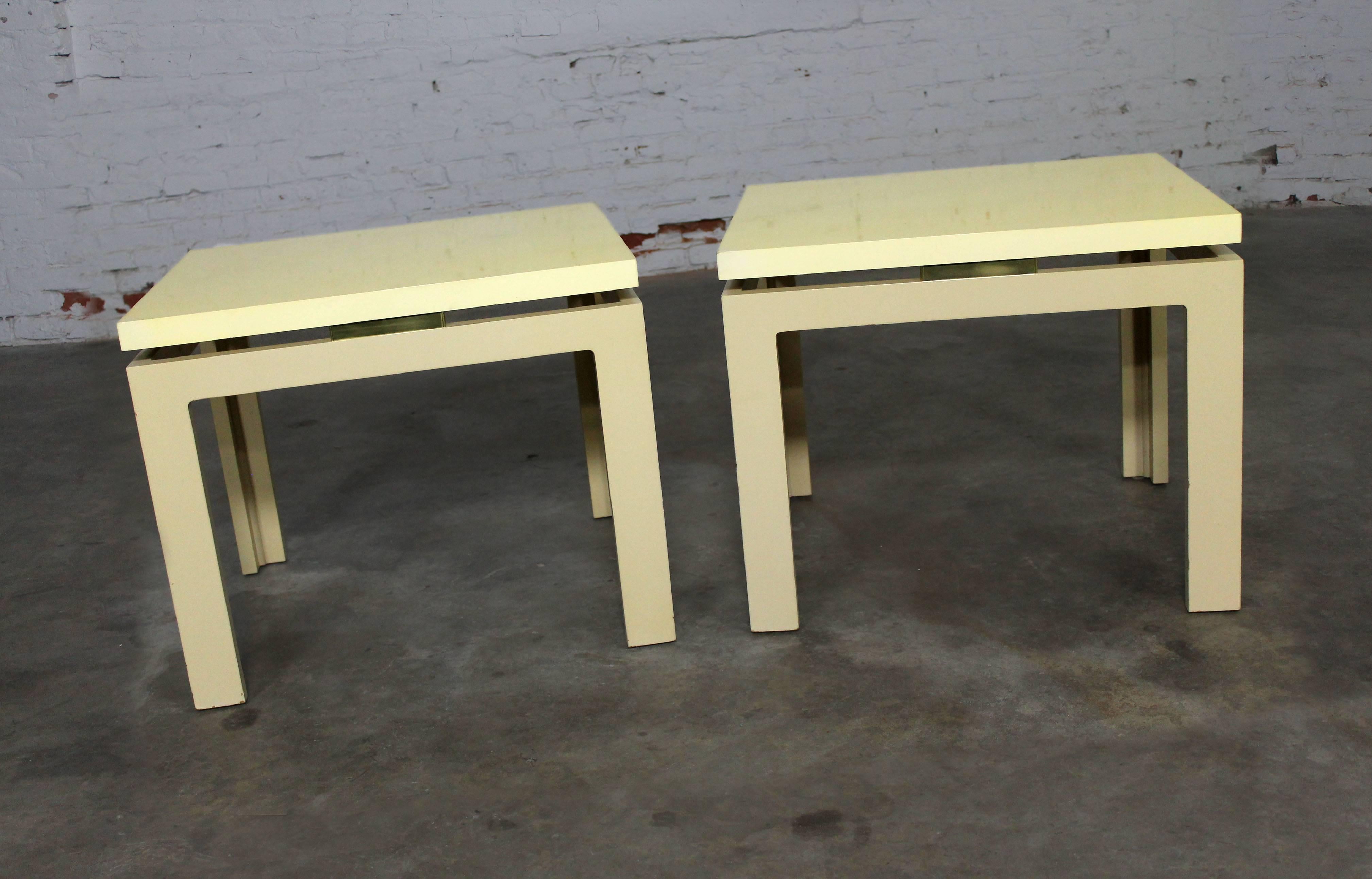 Pair of Modern, circa 1970s Off-White Lacquered Parsons Side Tables 4