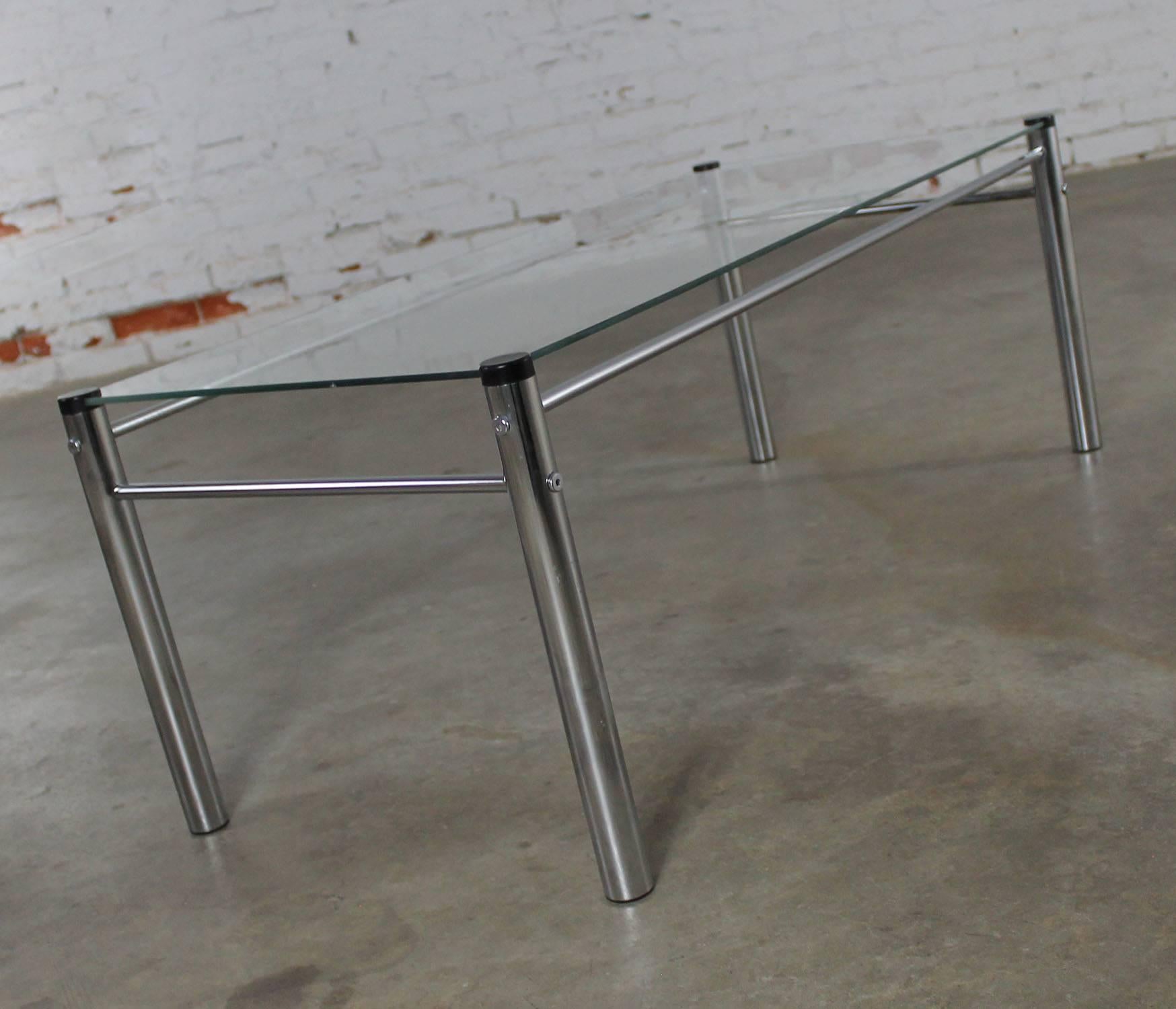 vintage chrome glass coffee table