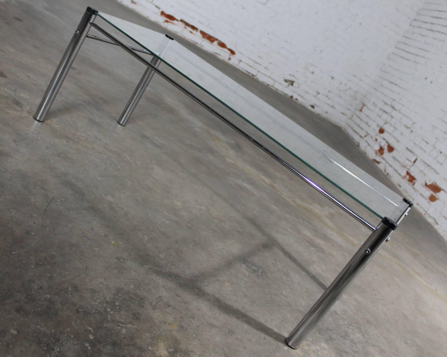 20th Century Chrome and Glass Coffee Table Mid-Century Modern Attributed to James David Furn