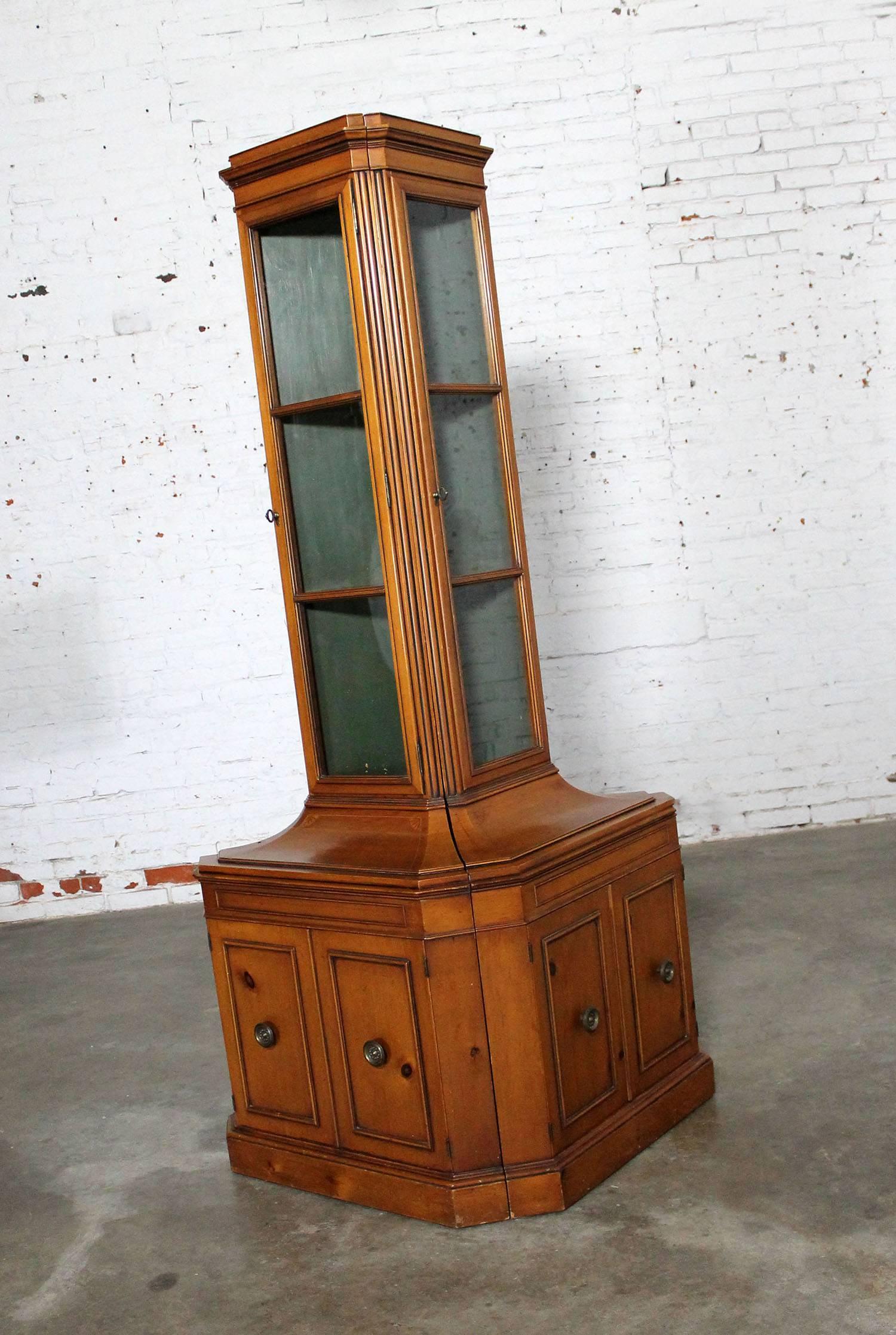 Knotty Pine Distressed Corner Cabinets Pair by Weiman Heirloom Quality Tables 1