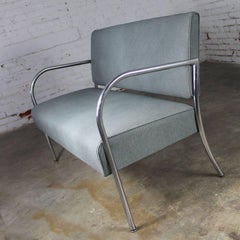 Art Deco Machine Age Streamline Moderne Royal Metal Chrome and Vinyl Bench Sofa
