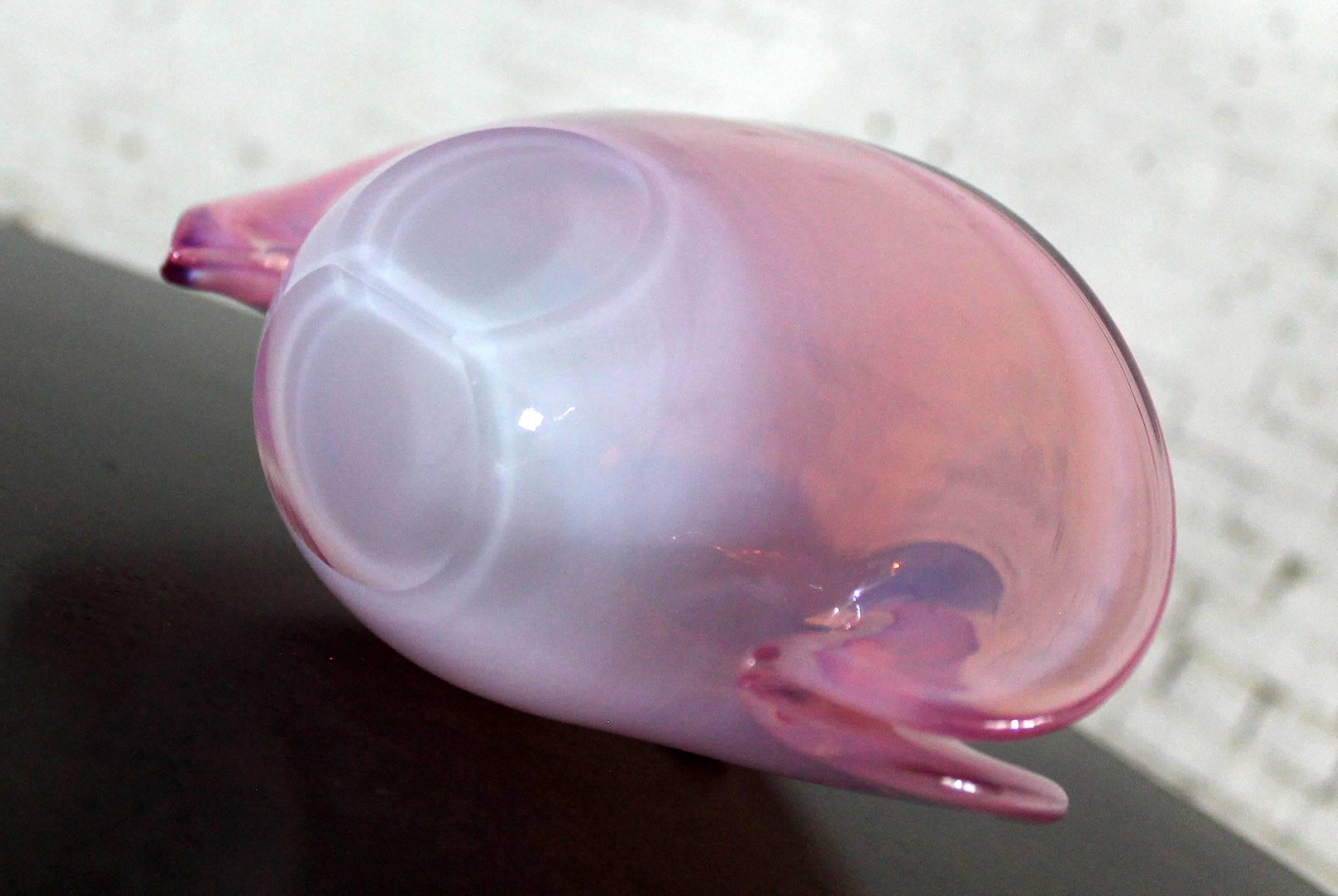 20th Century Décora Import Opalescent Pink Clamshell Murano Glass Bowl Mid-Century Modern