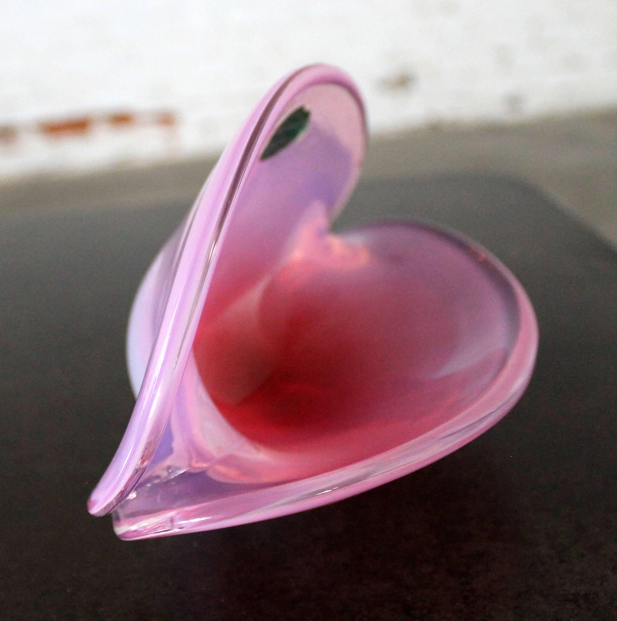 Décora Import Opalescent Pink Clamshell Murano Glass Bowl Mid-Century Modern 1