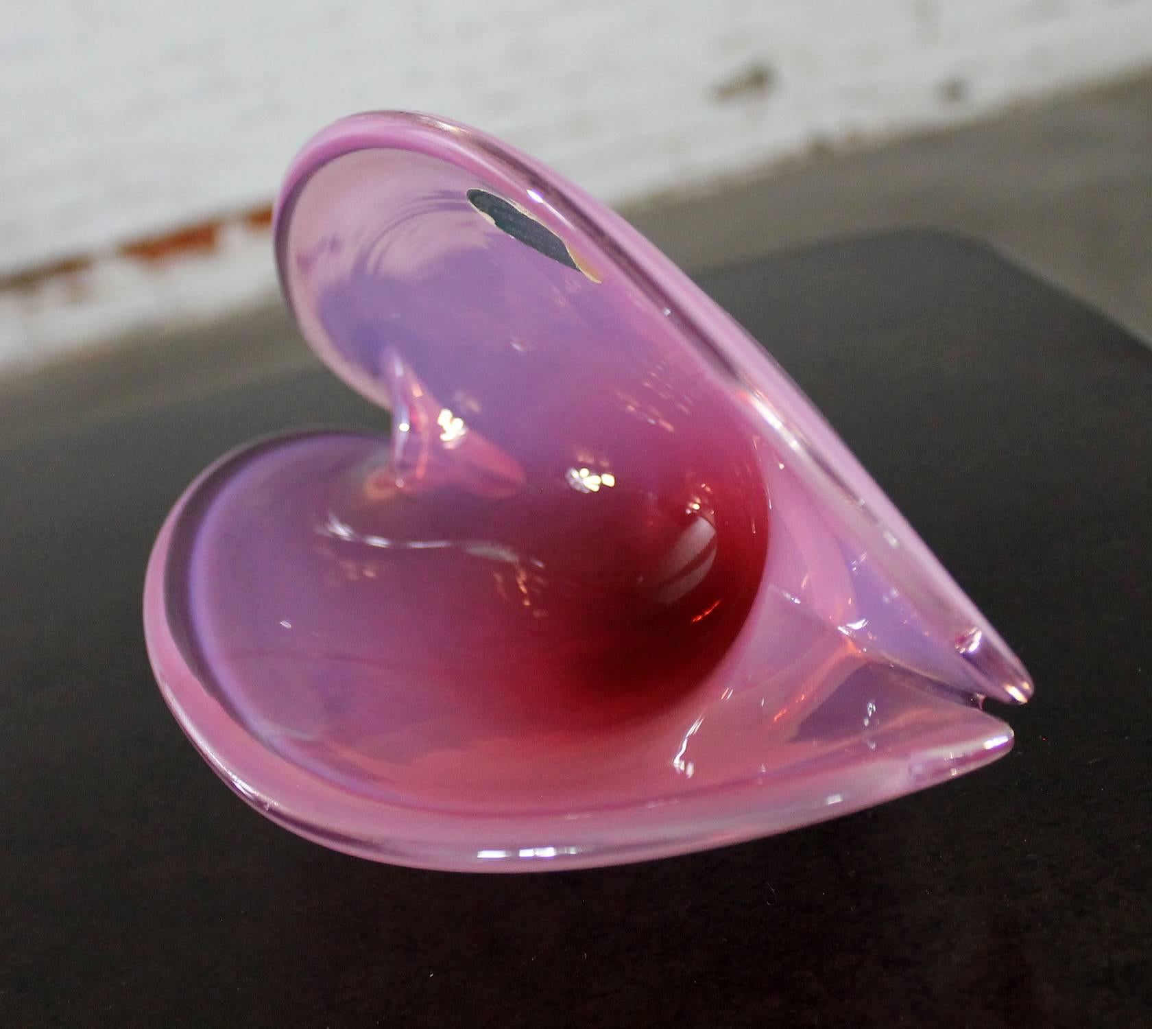 Décora Import Opalescent Pink Clamshell Murano Glass Bowl Mid-Century Modern 2