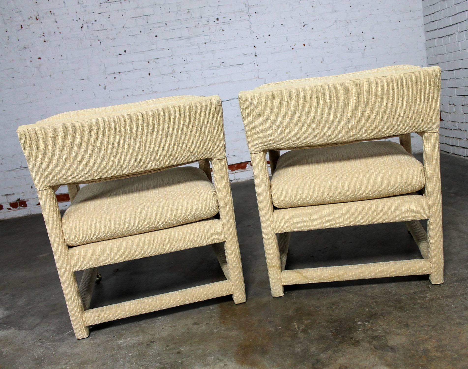 American Parsons Style Rolling Club Armchairs , Style of Milo Baughman, MCM Vintage