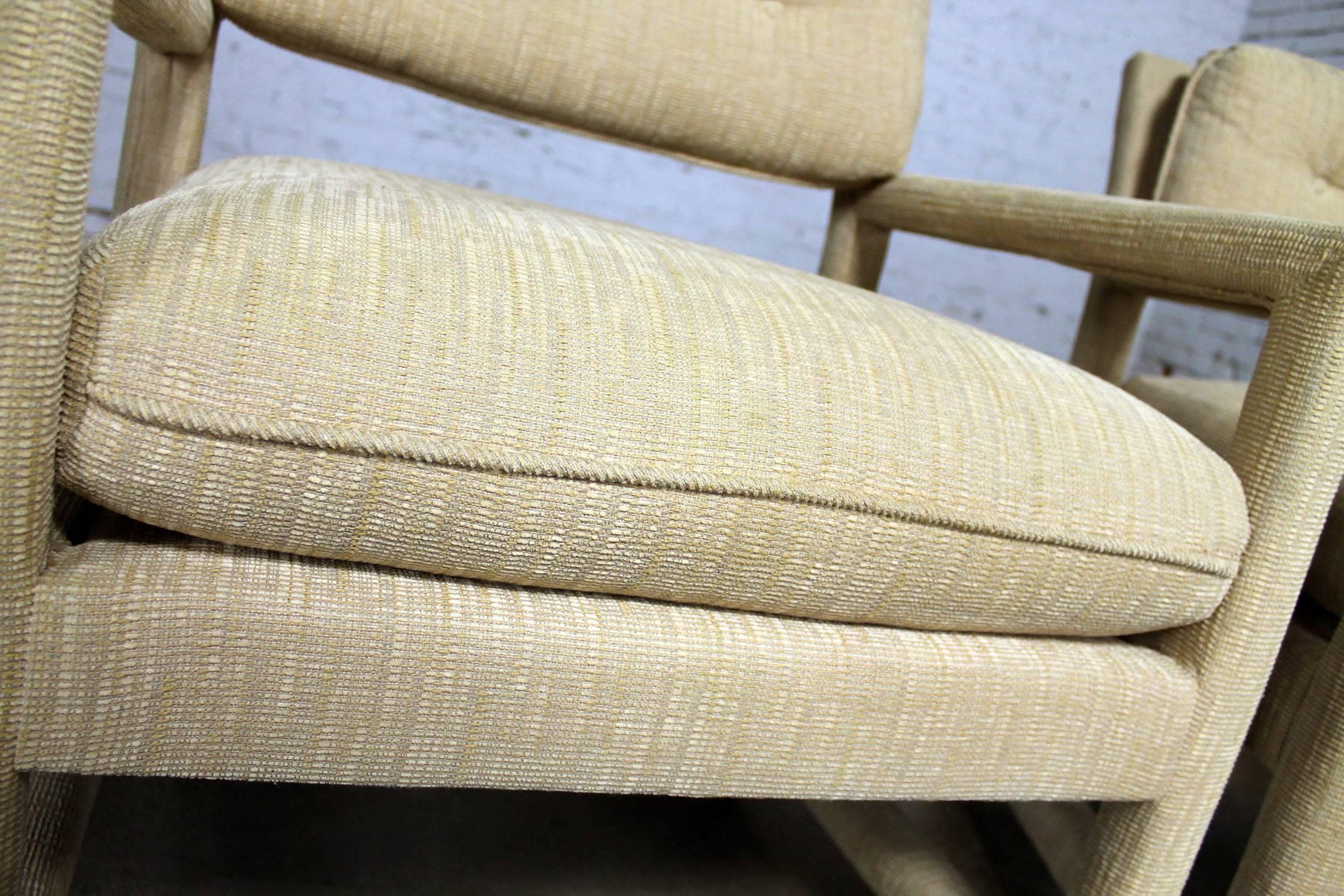 Parsons Style Rolling Club Armchairs , Style of Milo Baughman, MCM Vintage In Good Condition In Topeka, KS