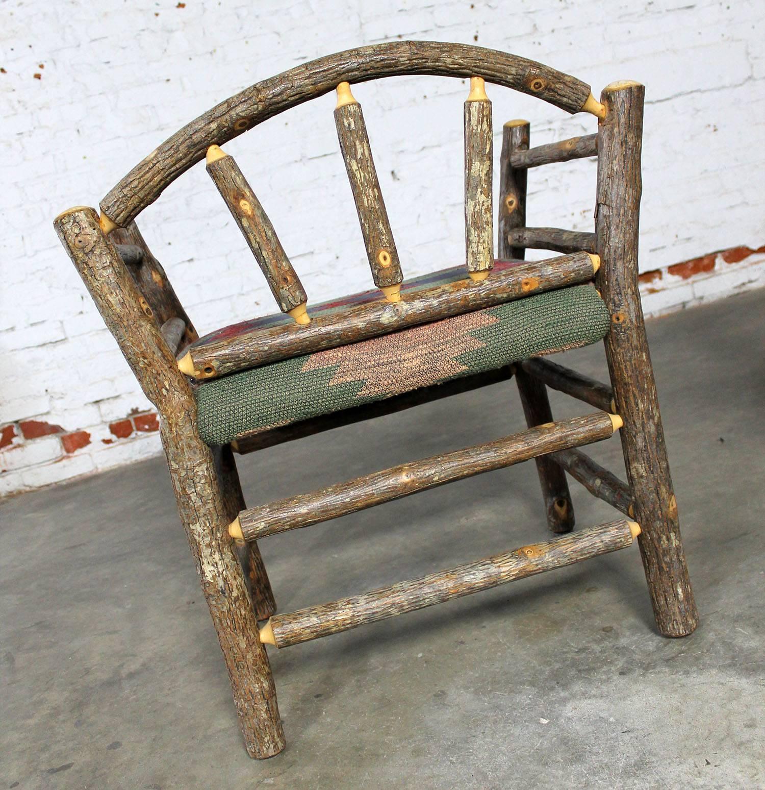 20th Century Old Hickory Style Rustic Hickory Dining Chairs with Arms Set of Twelve