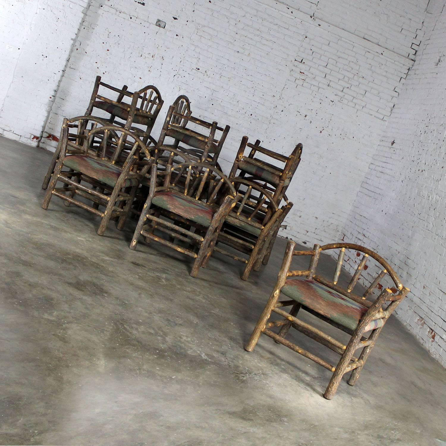 Old Hickory Style Rustic Hickory Dining Chairs with Arms Set of Twelve 2