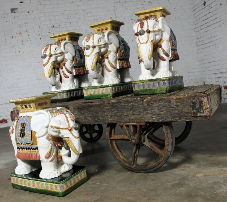 Elephant Garden Stools Side End Tables Stands Vintage Made in Vietnam