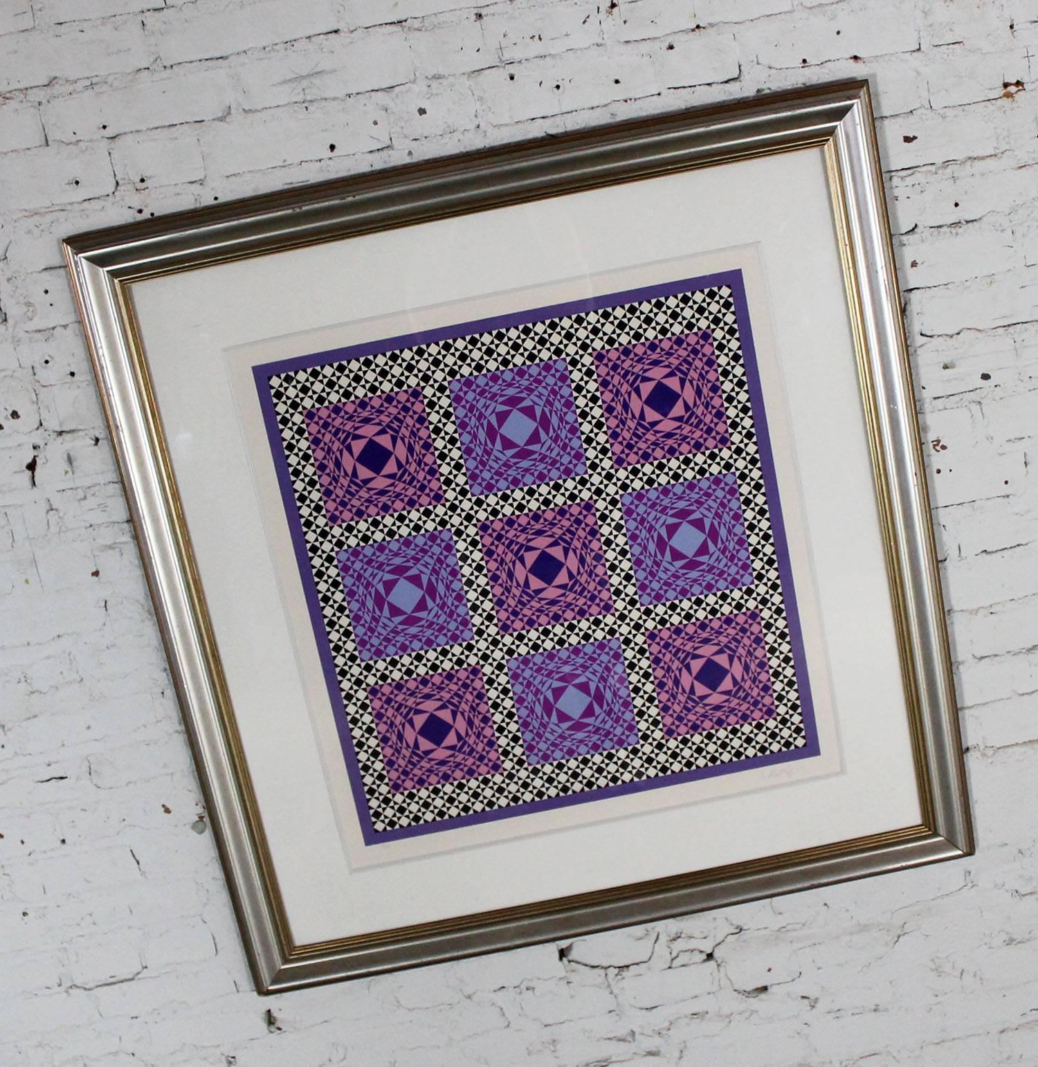 Jatek by Victor Vasarely Serigraph in Color Pencil Signed Numbered In Good Condition In Topeka, KS
