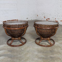 Pair of Fish Trap Basket Tables in the Style of Franco Albini
